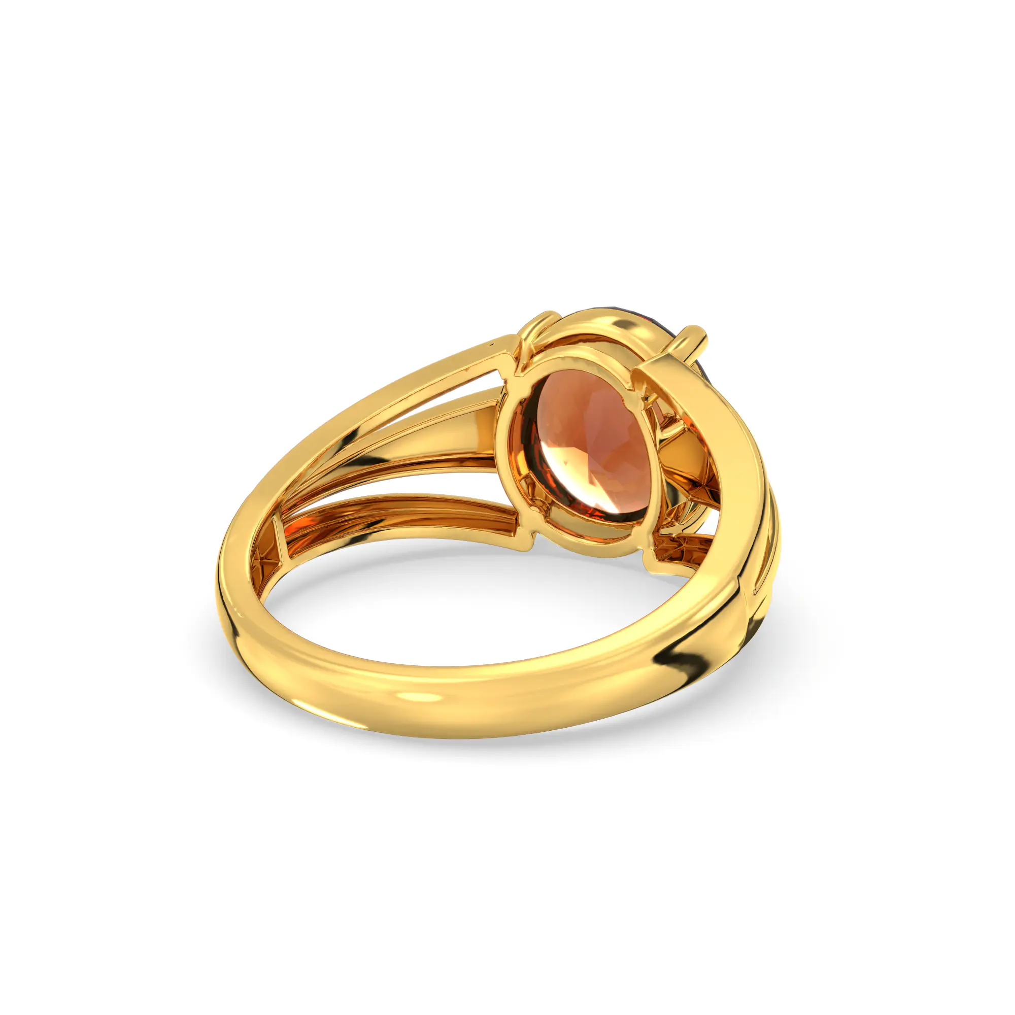 Hessonite (Gomed) Ring for Women in 22K Yellow Gold – Oval 9x8 mm, Prong Setting, 4 g (Design K17A-3) thumbnail