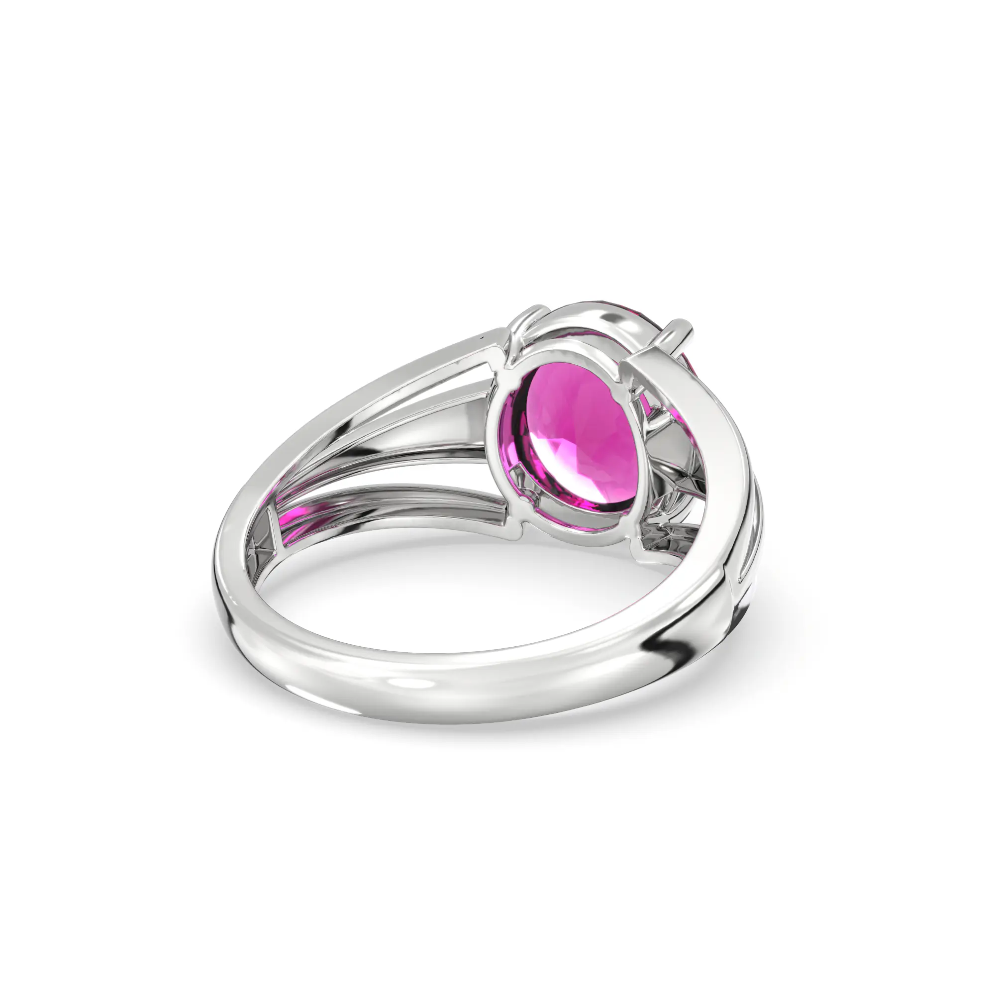 Ruby (Manik) Ring for Women in 18K White Gold – Oval 9x8 mm, Prong Setting, 4 g (Design K17A-3) thumbnail