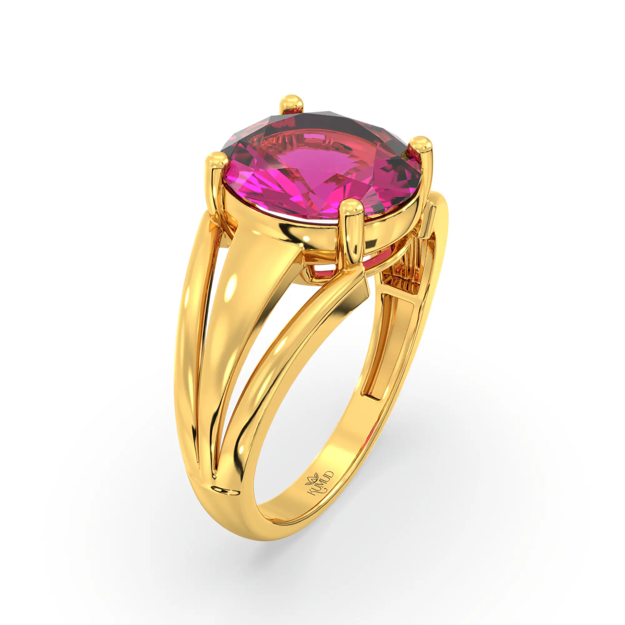 Ruby (Manik) Ring for Women in 22K Yellow Gold – Oval 9x8 mm, Prong Setting, 4 g (Design K17A-3) thumbnail