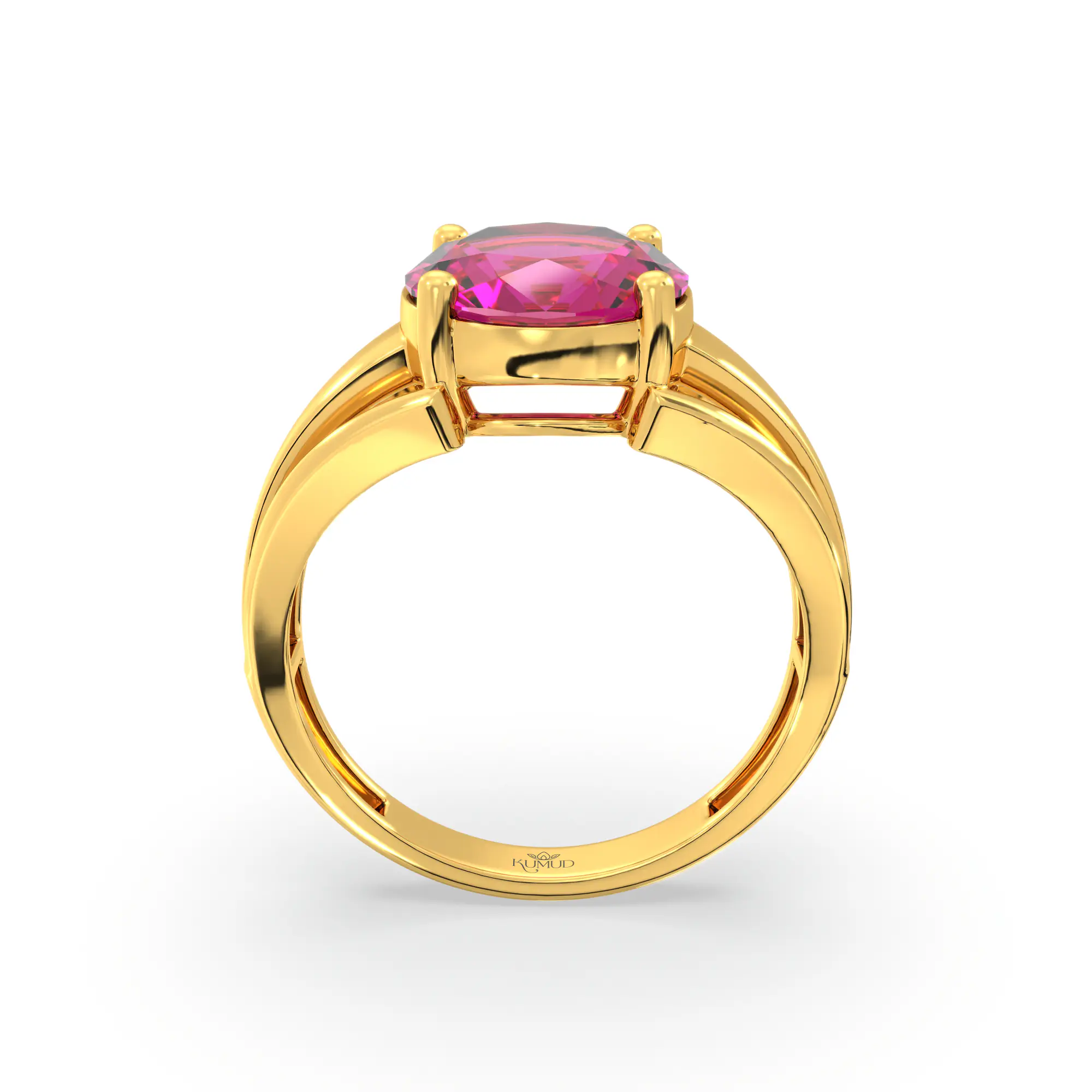 Ruby (Manik) Ring for Women in 22K Yellow Gold – Oval 9x8 mm, Prong Setting, 4 g (Design K17A-3) thumbnail