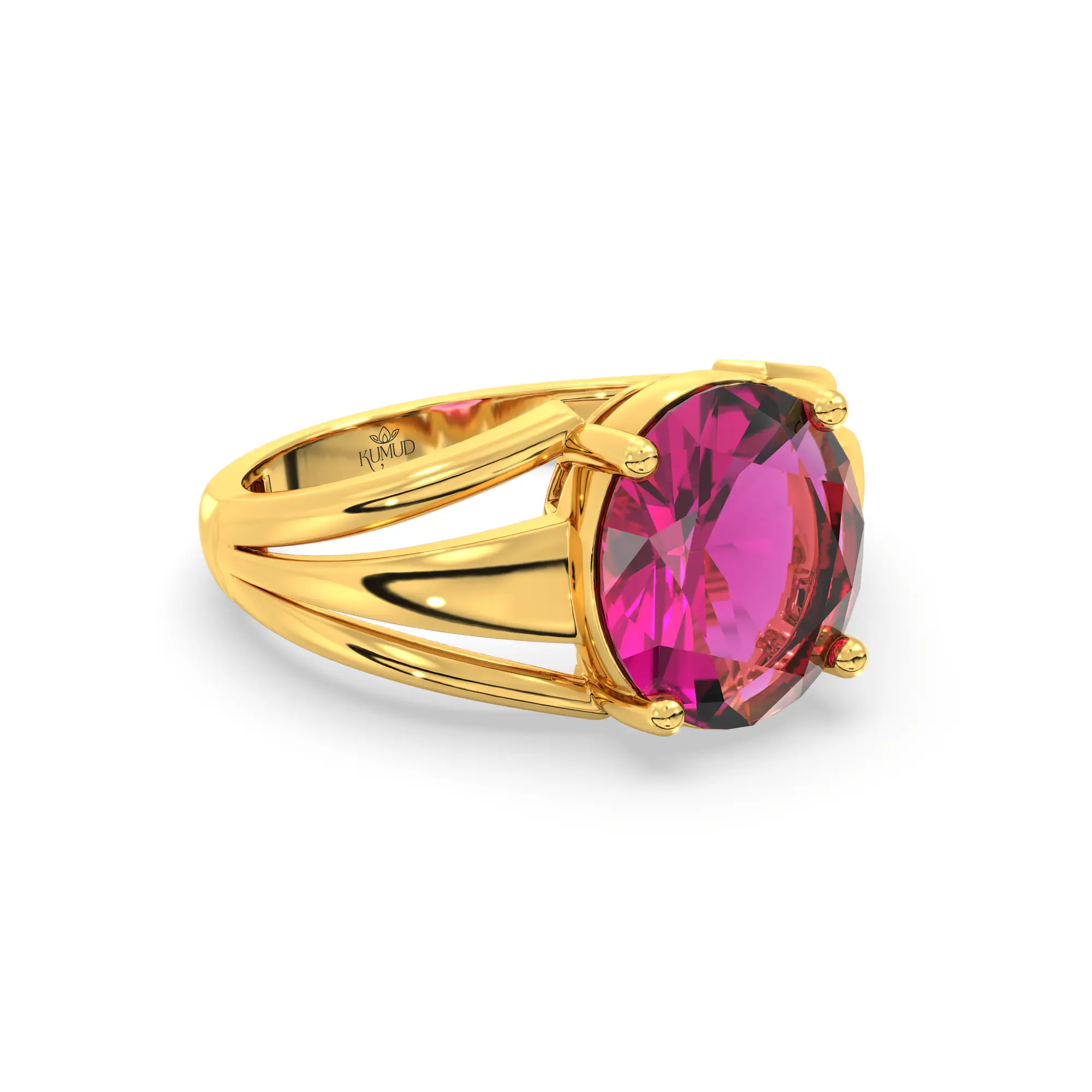 Ruby (Manik) Ring for Women in 22K Yellow Gold – Oval 9x8 mm, Prong Setting, 4 g (Design K17A-3) thumbnail