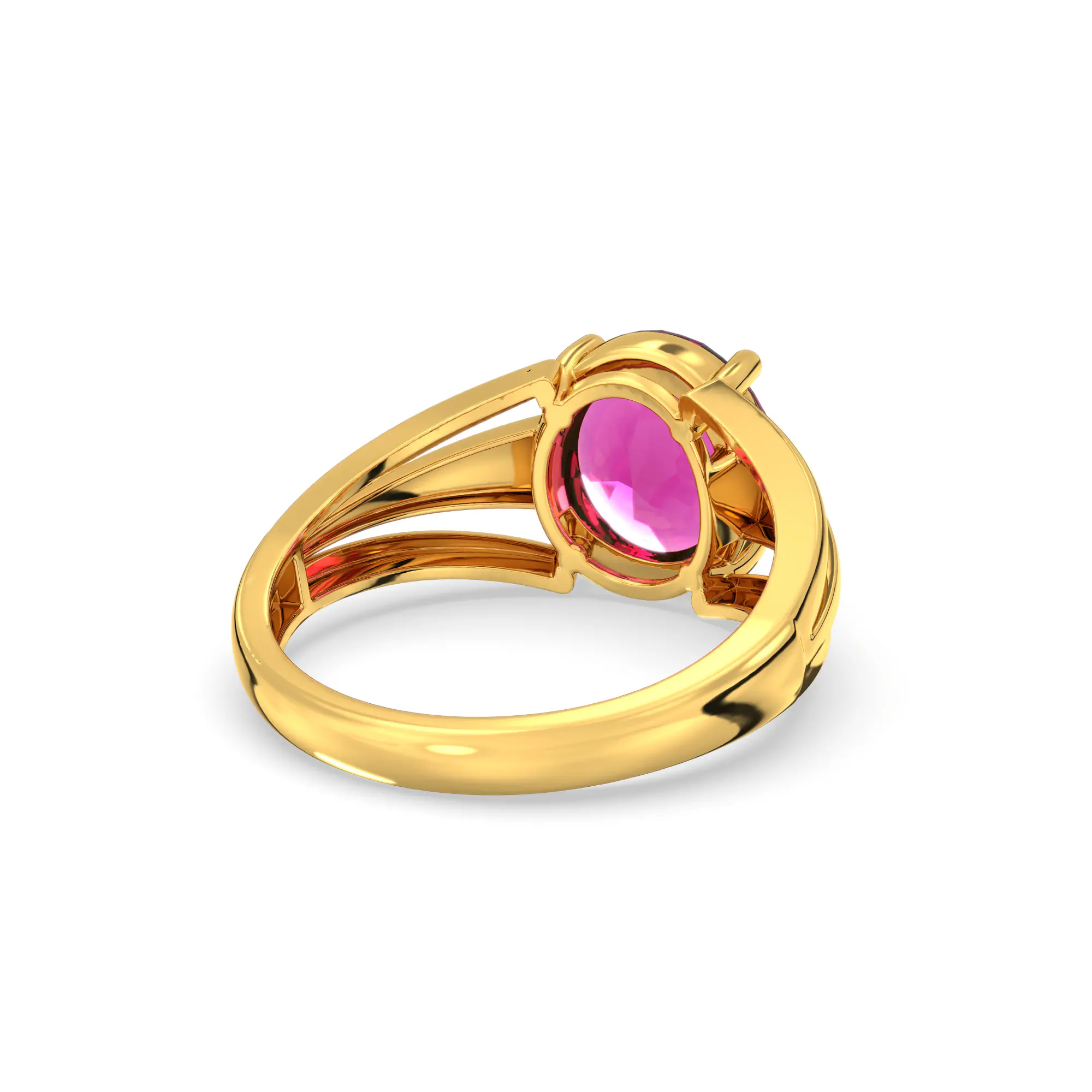 Ruby (Manik) Ring for Women in 22K Yellow Gold – Oval 9x8 mm, Prong Setting, 4 g (Design K17A-3) thumbnail