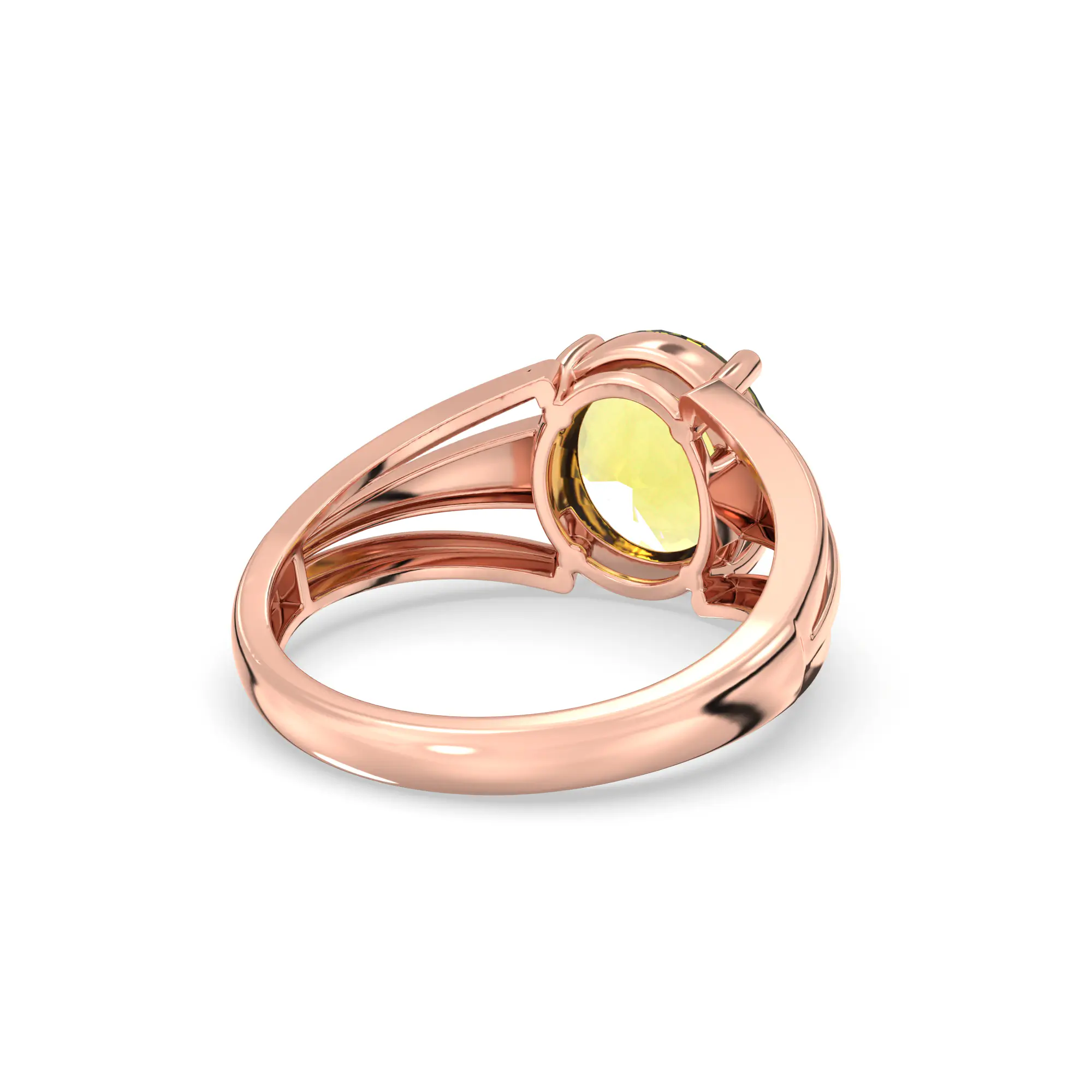 Yellow Sapphire (Pukhraj) Ring for Women in 18K Rose Gold – Oval 9x8 mm, Prong Setting, 4 g (Design K17A-3) thumbnail