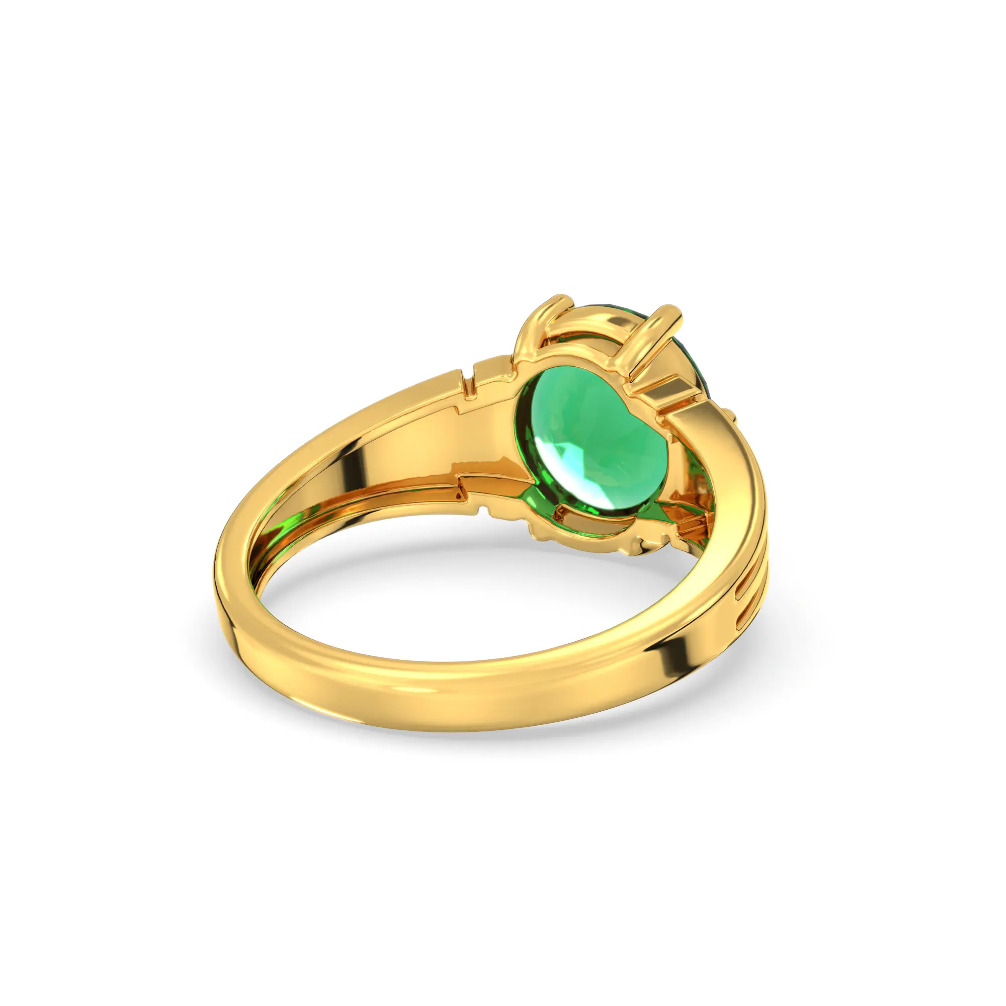 Emerald (Panna) Ring for Women in 22K Yellow Gold – Oval 9x8 mm, Prong Setting, 5 g (Design K17A-4) thumbnail
