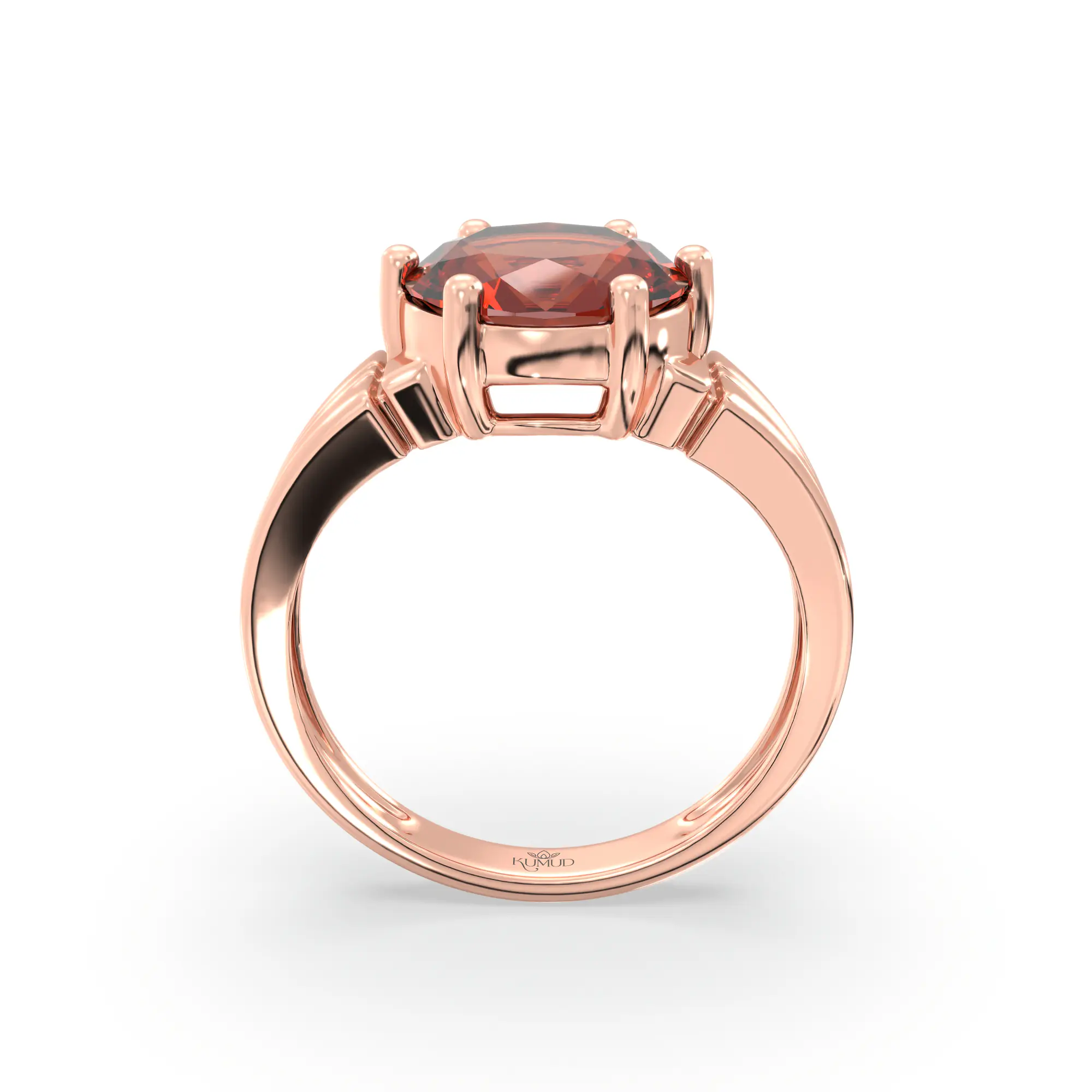 Hessonite (Gomed) Ring for Women in 18K Rose Gold – Oval 9x8 mm, Prong Setting, 5 g (Design K17A-4) thumbnail