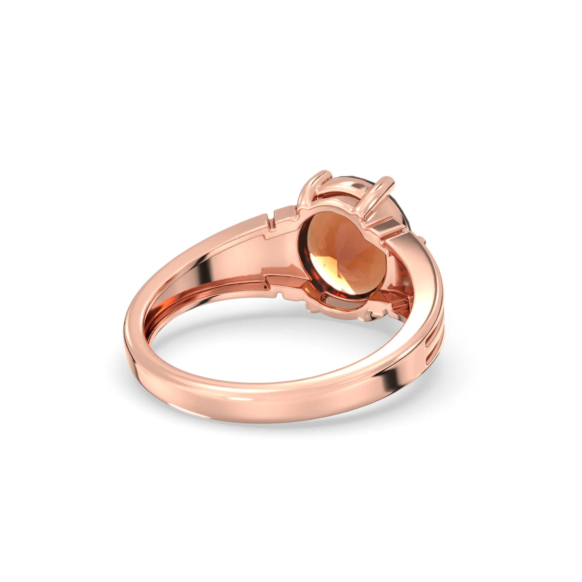 Hessonite (Gomed) Ring for Women in 18K Rose Gold – Oval 9x8 mm, Prong Setting, 5 g (Design K17A-4) thumbnail