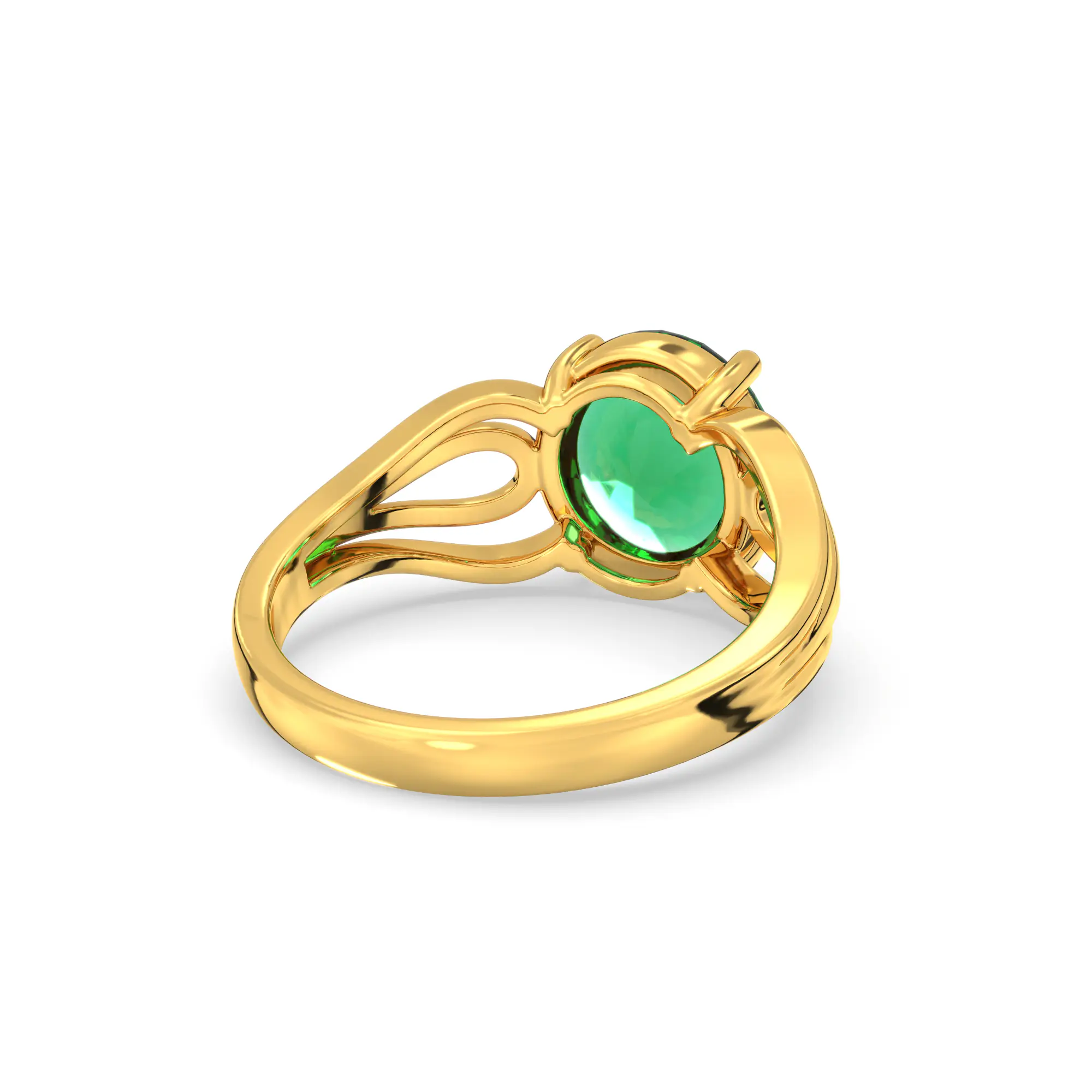 Emerald (Panna) Ring for Women in 22K Yellow Gold – Oval 9x8 mm, Prong Setting, 5 g (Design K17A-5) thumbnail