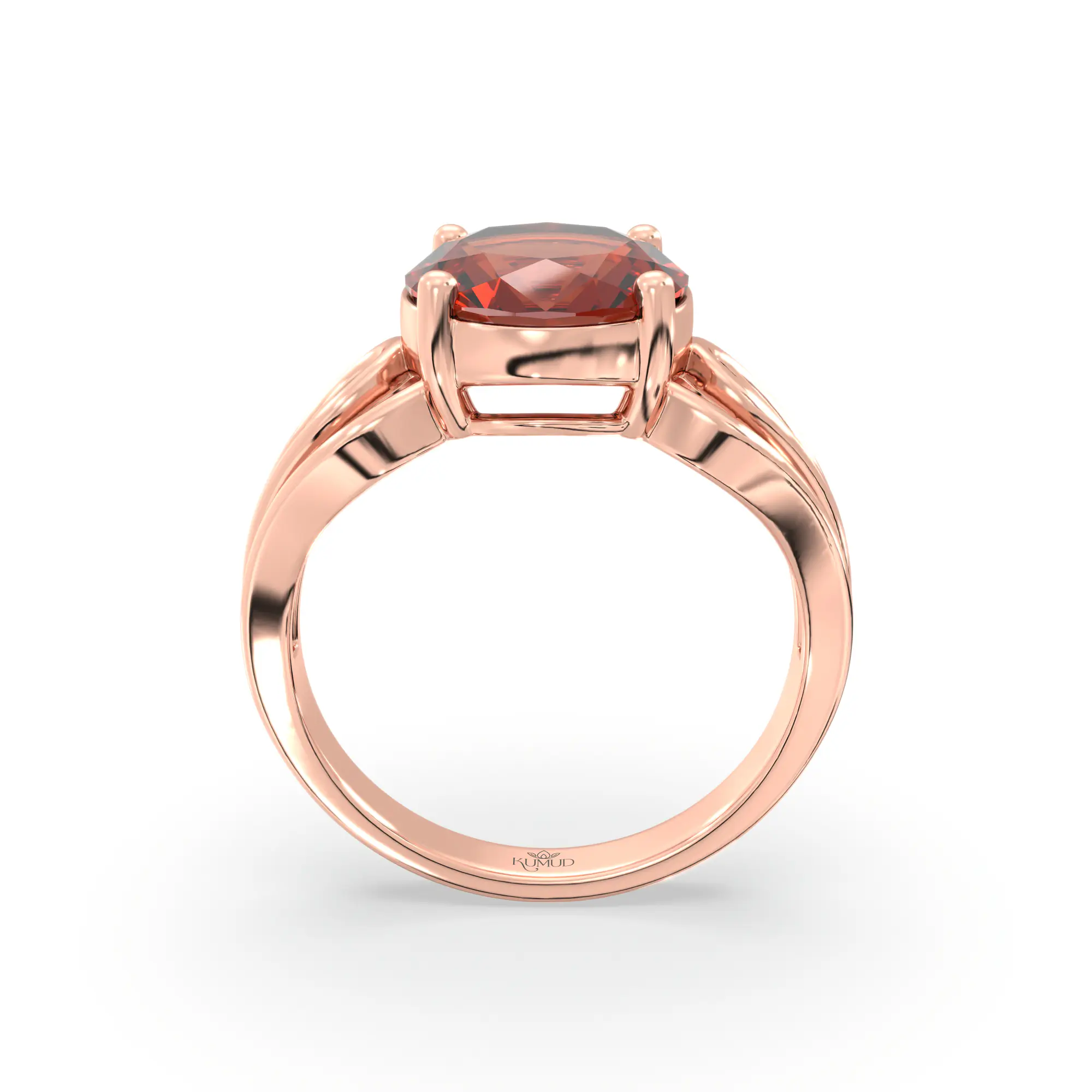 Hessonite (Gomed) Ring for Women in 18K Rose Gold – Oval 9x8 mm, Prong Setting, 5 g (Design K17A-5) thumbnail