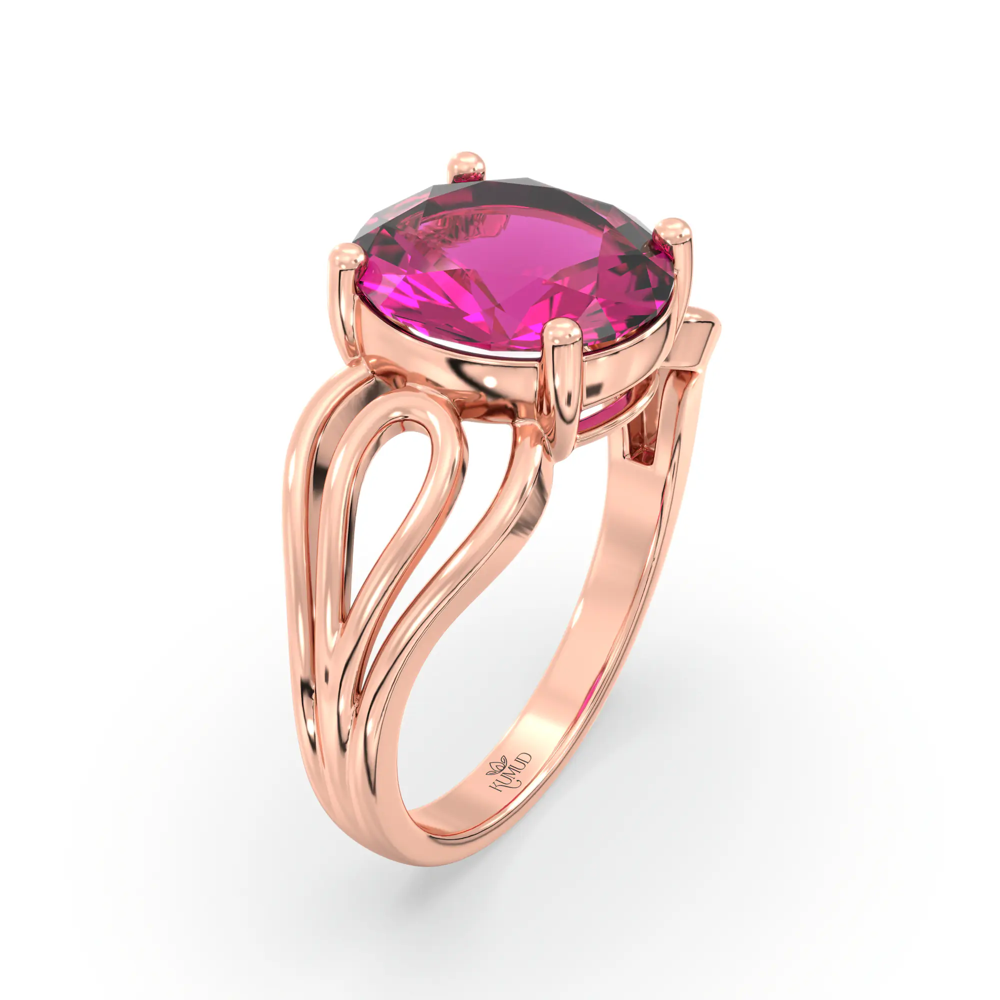 Ruby (Manik) Ring for Women in 18K Rose Gold – Oval 9x8 mm, Prong Setting, 5 g (Design K17A-5) thumbnail