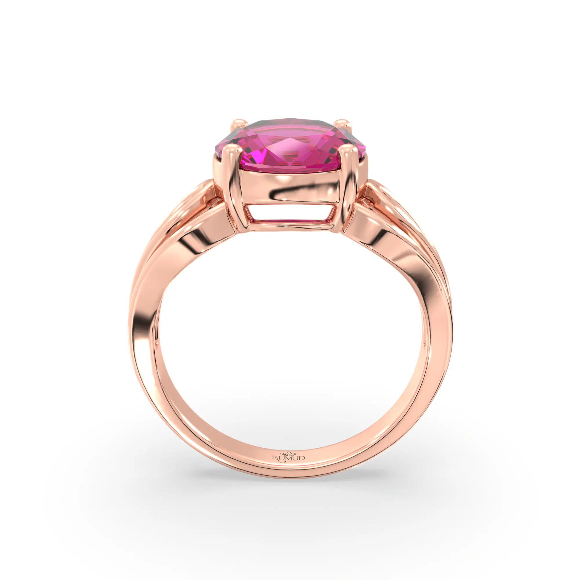 Ruby (Manik) Ring for Women in 18K Rose Gold – Oval 9x8 mm, Prong Setting, 5 g (Design K17A-5) thumbnail