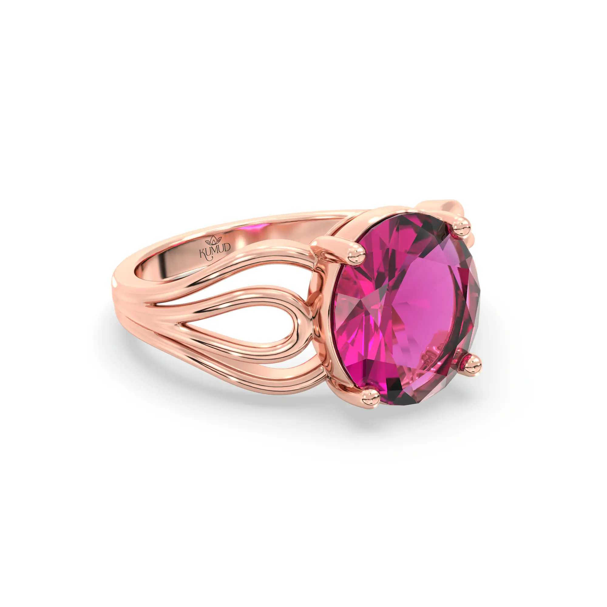 Ruby (Manik) Ring for Women in 18K Rose Gold – Oval 9x8 mm, Prong Setting, 5 g (Design K17A-5) thumbnail