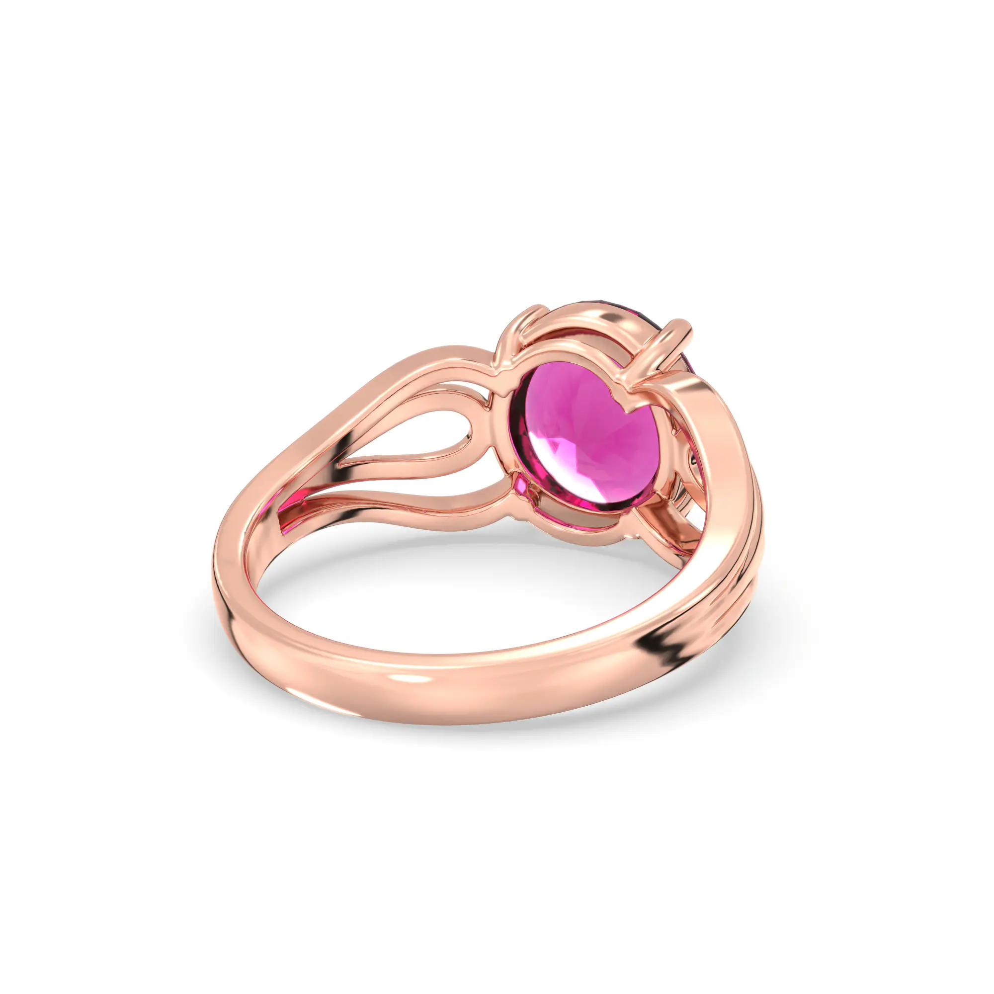 Ruby (Manik) Ring for Women in 18K Rose Gold – Oval 9x8 mm, Prong Setting, 5 g (Design K17A-5) thumbnail