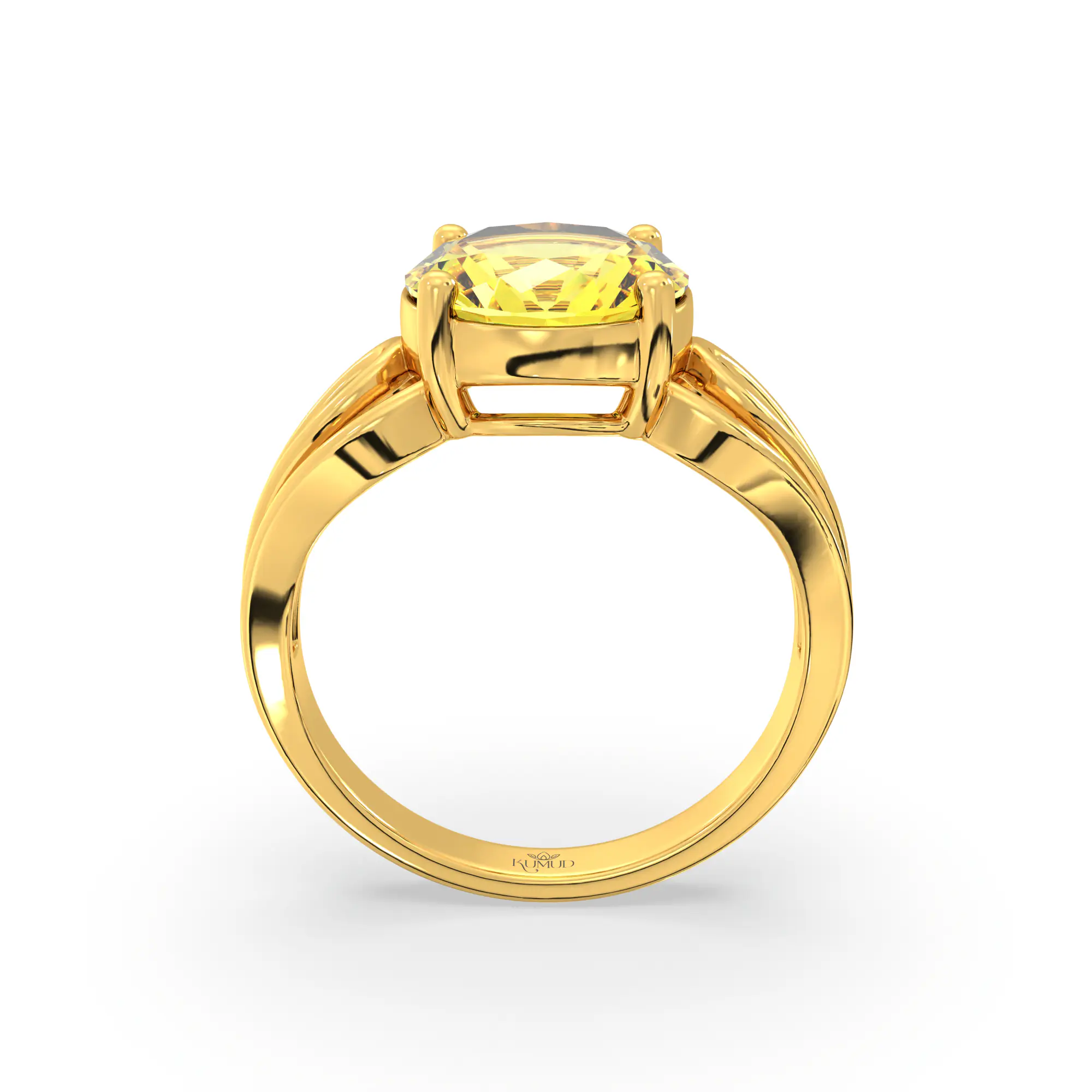 Yellow Sapphire (Pukhraj) Ring for Women in 22K Yellow Gold – Oval 9x8 mm, Prong Setting, 5 g (Design K17A-5) thumbnail