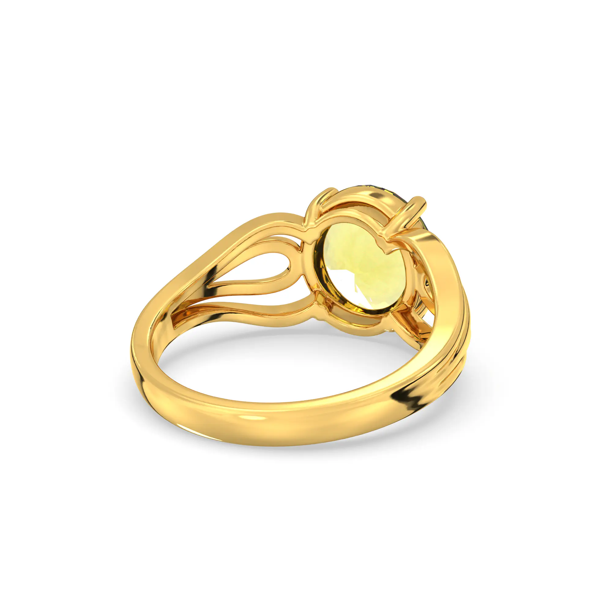 Yellow Sapphire (Pukhraj) Ring for Women in 22K Yellow Gold – Oval 9x8 mm, Prong Setting, 5 g (Design K17A-5) thumbnail