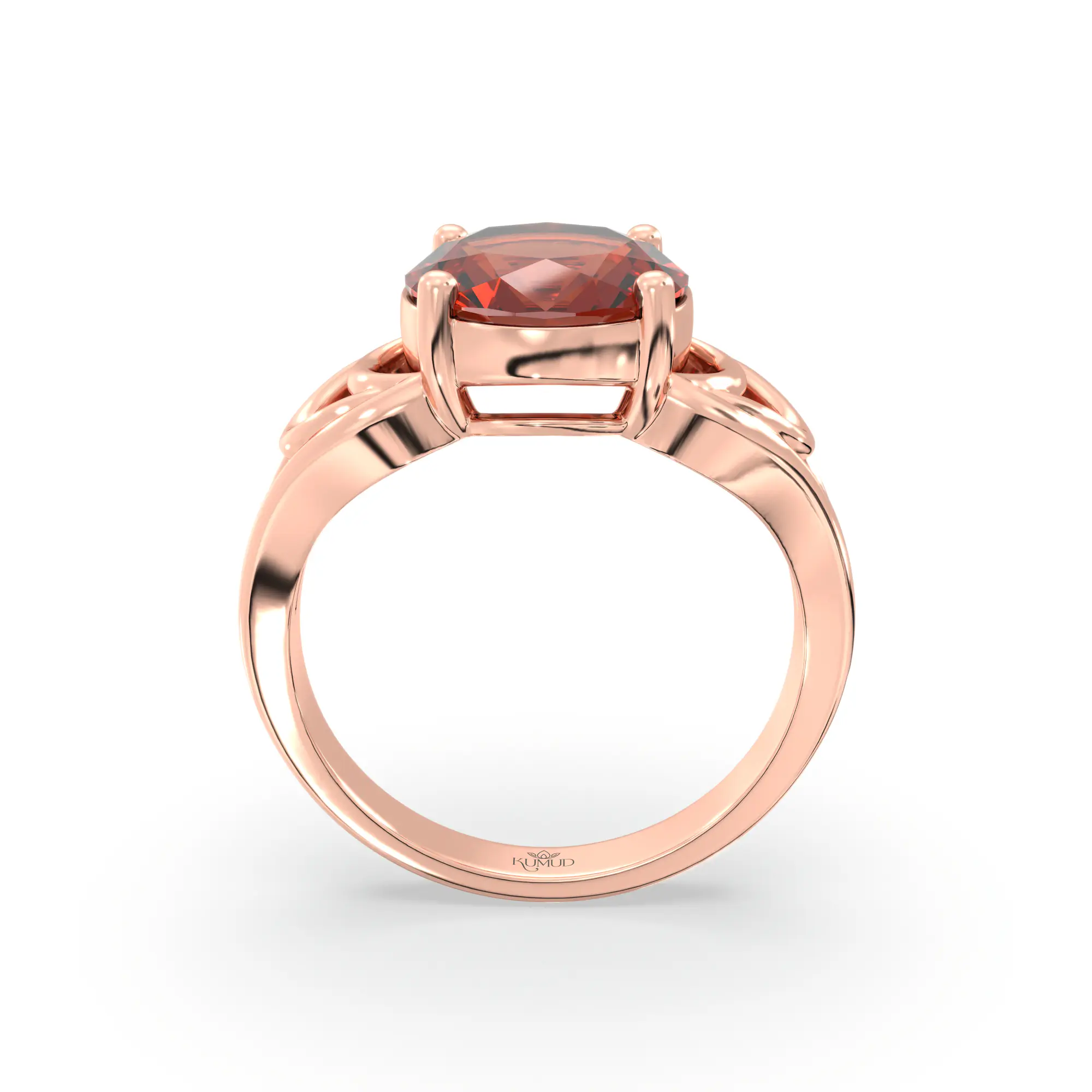 Hessonite (Gomed) Ring for Women in 18K Rose Gold – Oval 9x8 mm, Prong Setting, 5 g (Design K17A-6) thumbnail
