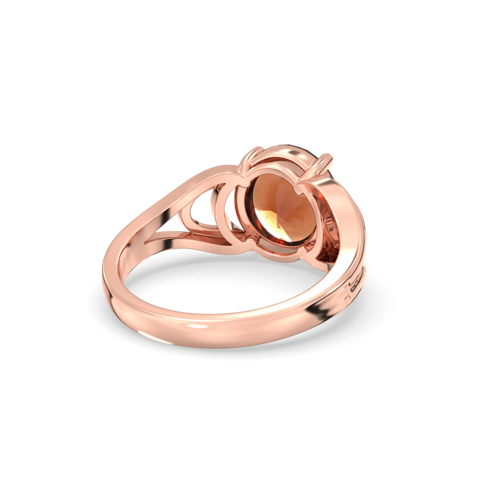 Hessonite (Gomed) Ring for Women in 18K Rose Gold – Oval 9x8 mm, Prong Setting, 5 g (Design K17A-6) thumbnail