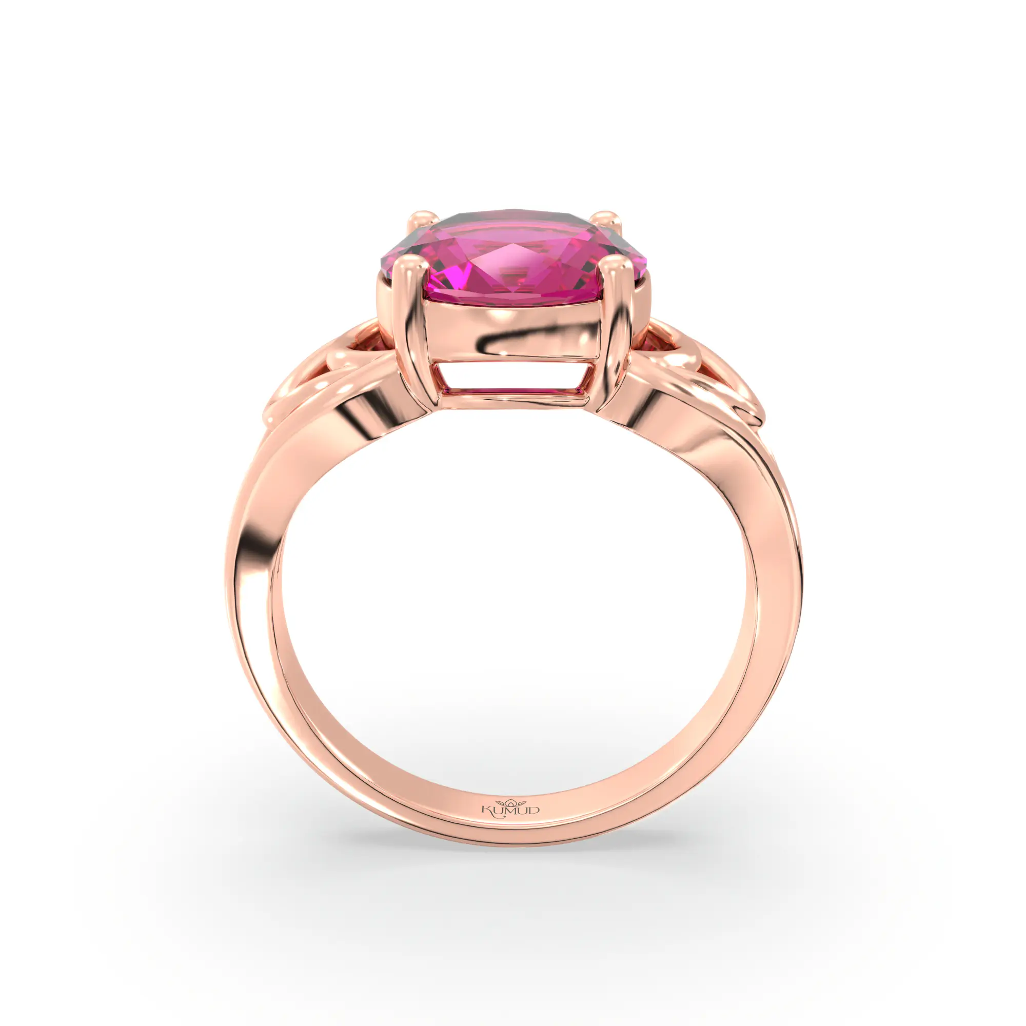Ruby (Manik) Ring for Women in 18K Rose Gold – Oval 9x8 mm, Prong Setting, 5 g (Design K17A-6) thumbnail