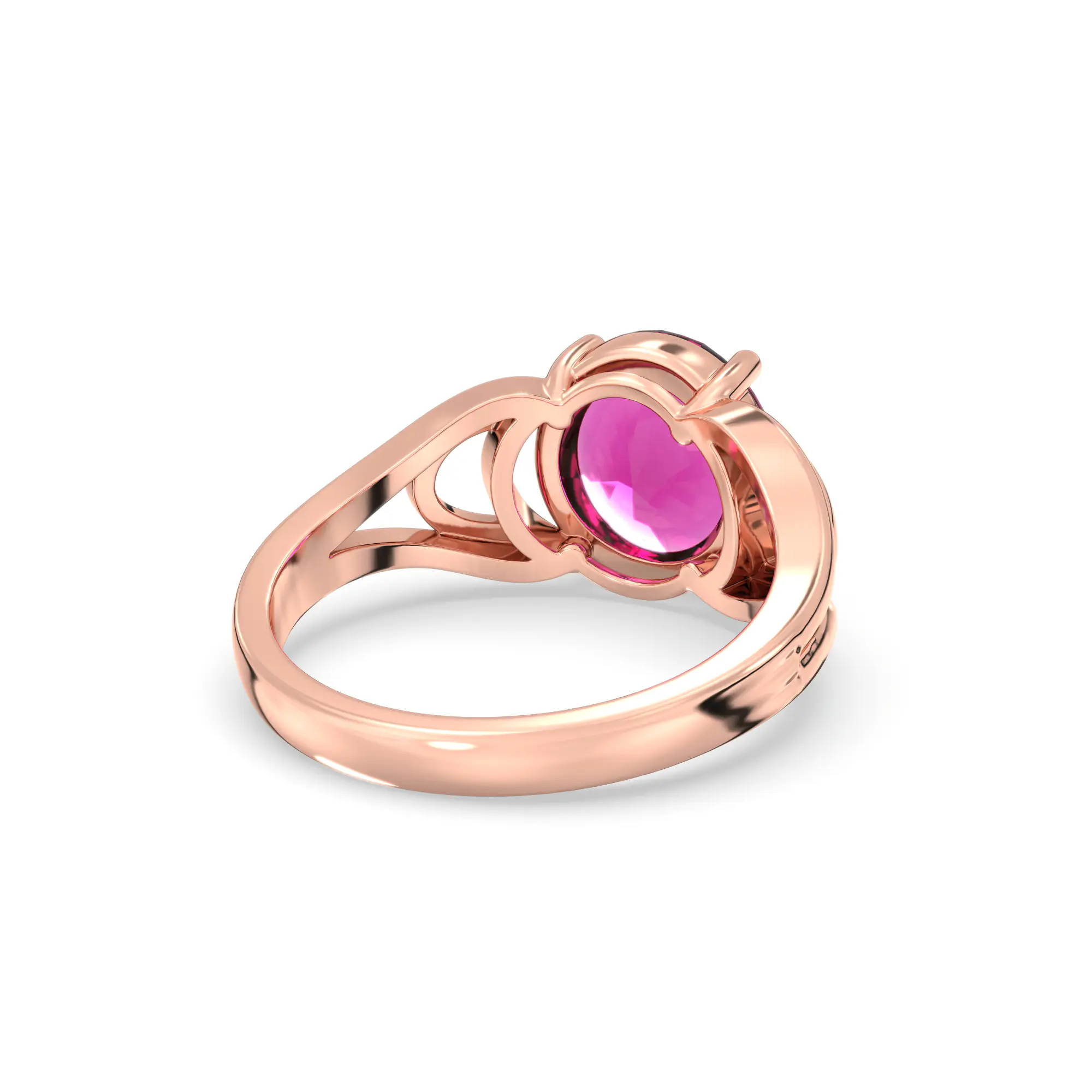 Ruby (Manik) Ring for Women in 18K Rose Gold – Oval 9x8 mm, Prong Setting, 5 g (Design K17A-6) thumbnail