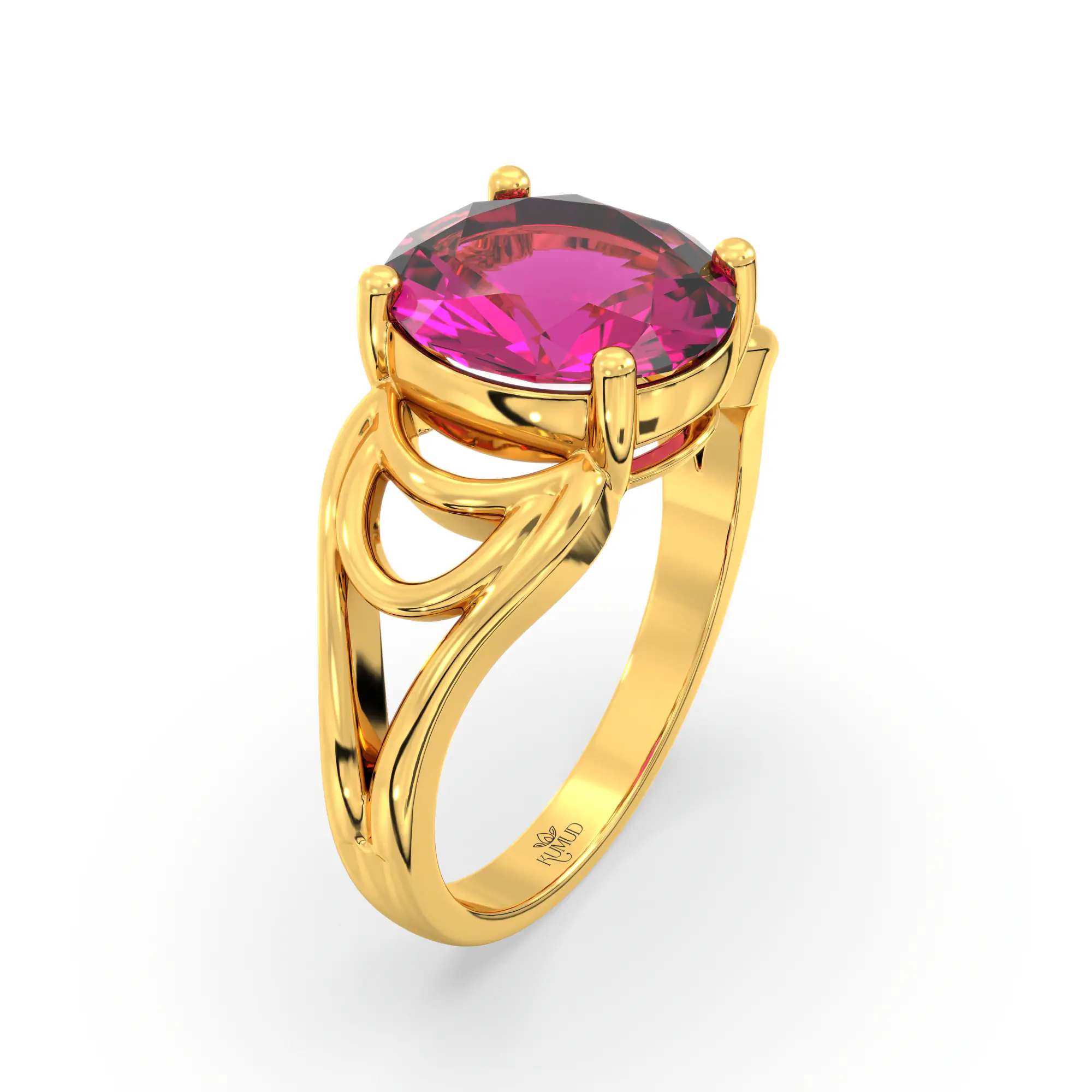 Ruby (Manik) Ring for Women in 22K Yellow Gold – Oval 9x8 mm, Prong Setting, 5 g (Design K17A-6) thumbnail