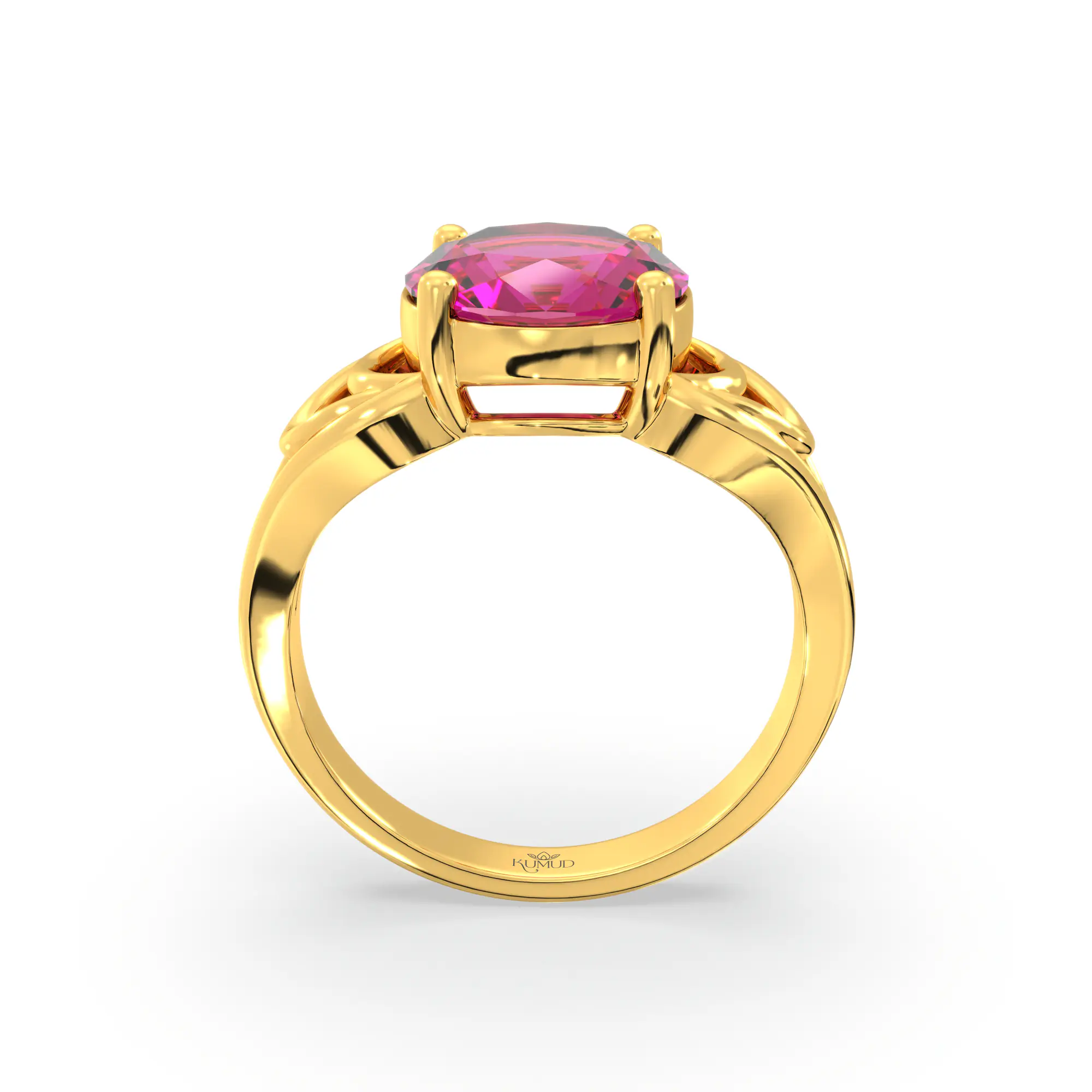 Ruby (Manik) Ring for Women in 22K Yellow Gold – Oval 9x8 mm, Prong Setting, 5 g (Design K17A-6) thumbnail