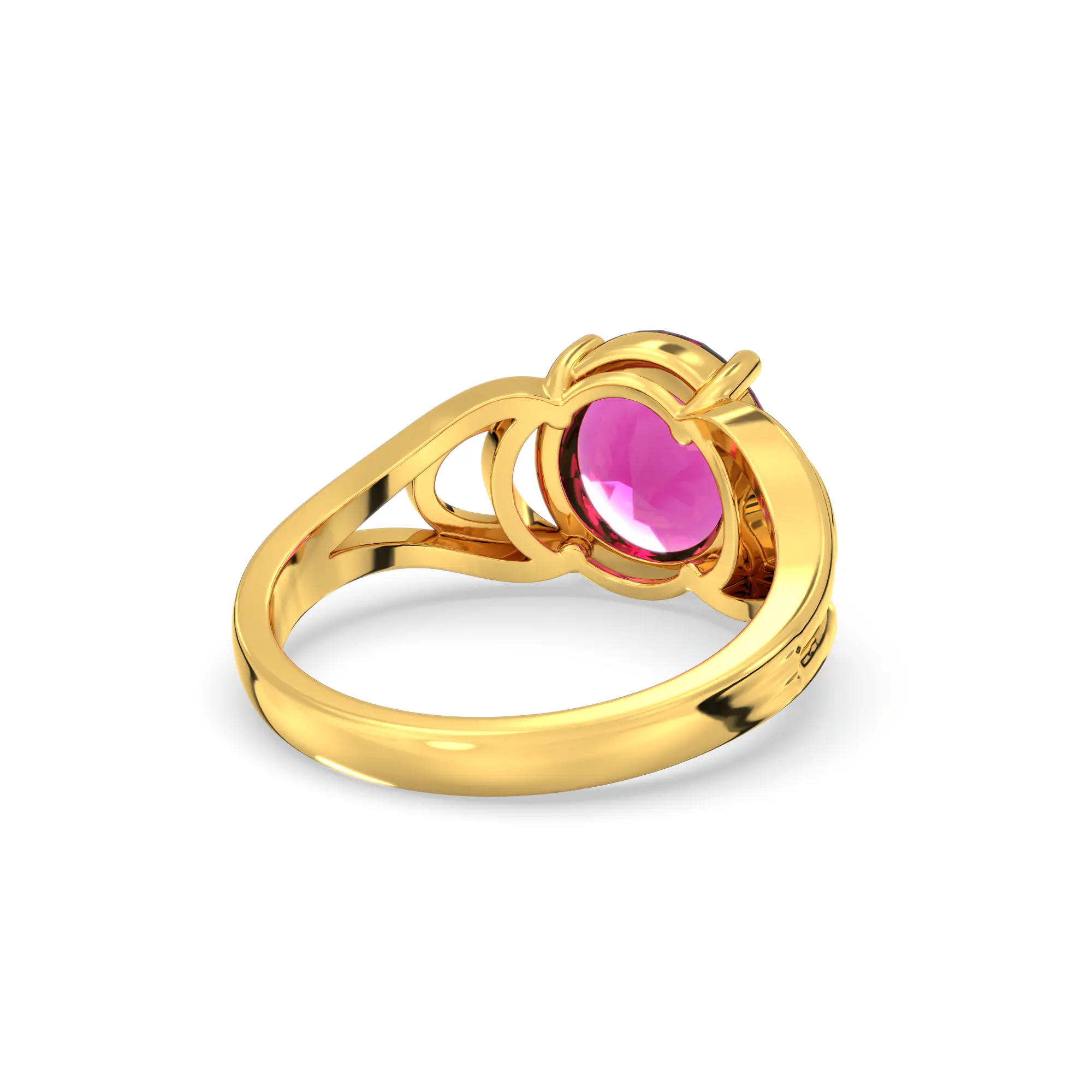 Ruby (Manik) Ring for Women in 22K Yellow Gold – Oval 9x8 mm, Prong Setting, 5 g (Design K17A-6) thumbnail