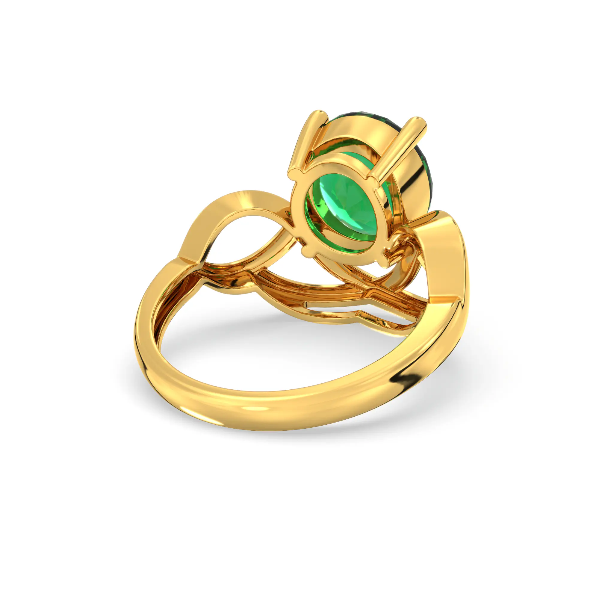 Emerald (Panna) Ring for Women in 22K Yellow Gold – Oval 9x8 mm, Prong Setting, 5 g (Design K17A-7) thumbnail