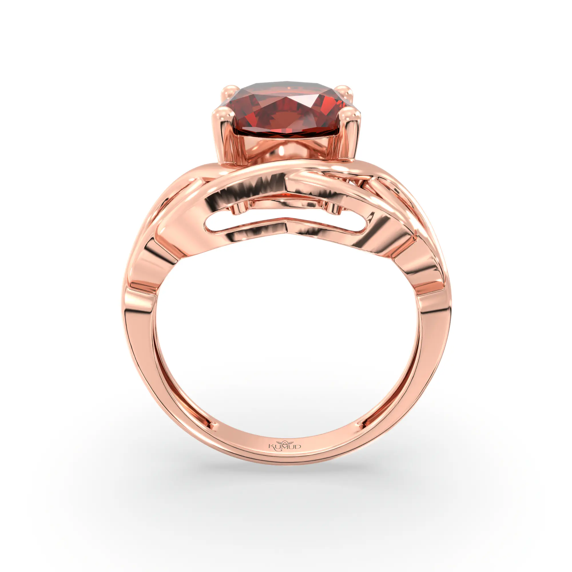 Hessonite (Gomed) Ring for Women in 18K Rose Gold – Oval 9x8 mm, Prong Setting, 5 g (Design K17A-7) thumbnail