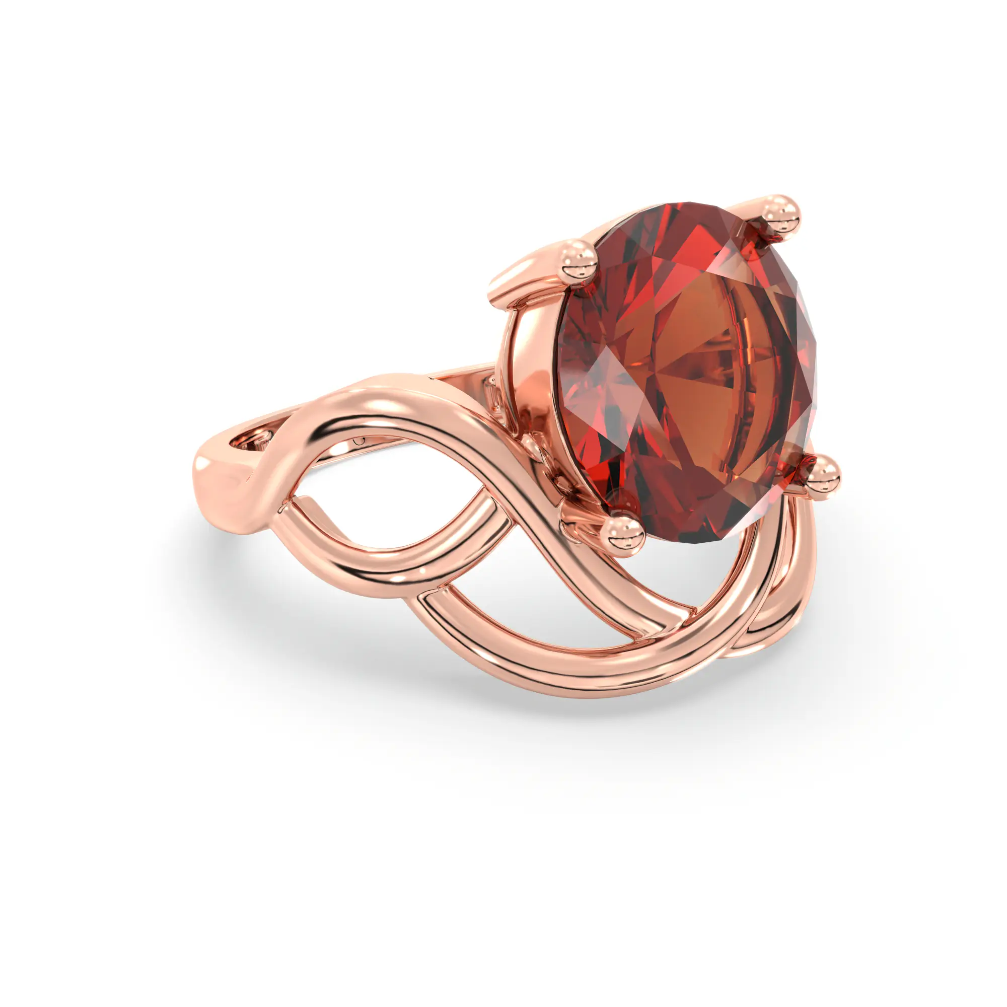 Hessonite (Gomed) Ring for Women in 18K Rose Gold – Oval 9x8 mm, Prong Setting, 5 g (Design K17A-7) thumbnail