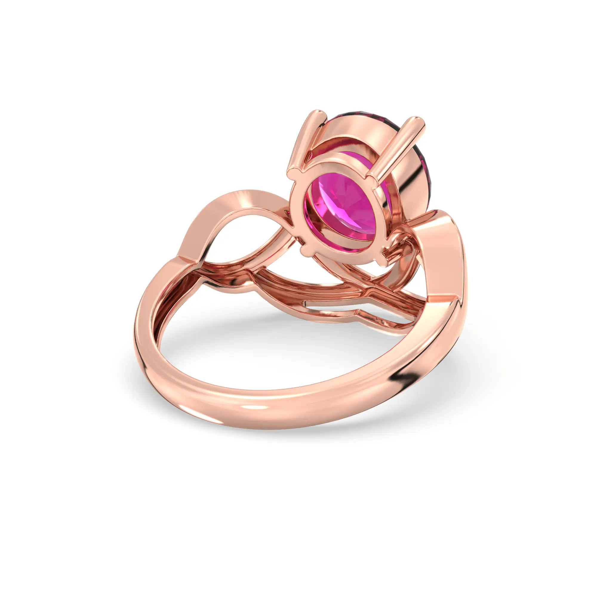 Ruby (Manik) Ring for Women in 18K Rose Gold – Oval 9x8 mm, Prong Setting, 5 g (Design K17A-7) thumbnail