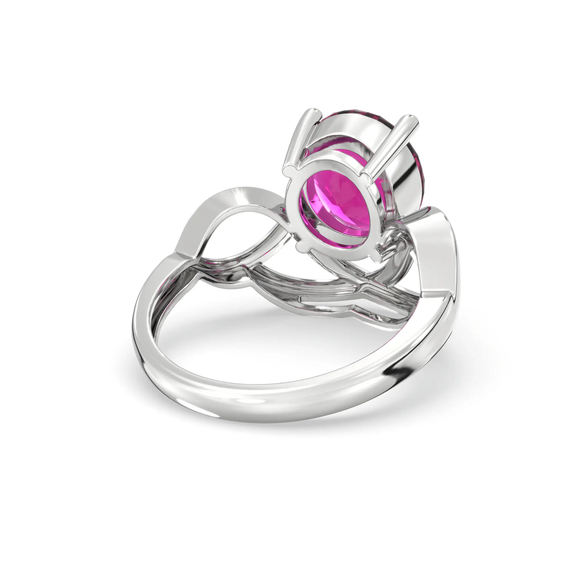 Ruby (Manik) Ring for Women in 18K White Gold – Oval 9x8 mm, Prong Setting, 5 g (Design K17A-7) thumbnail