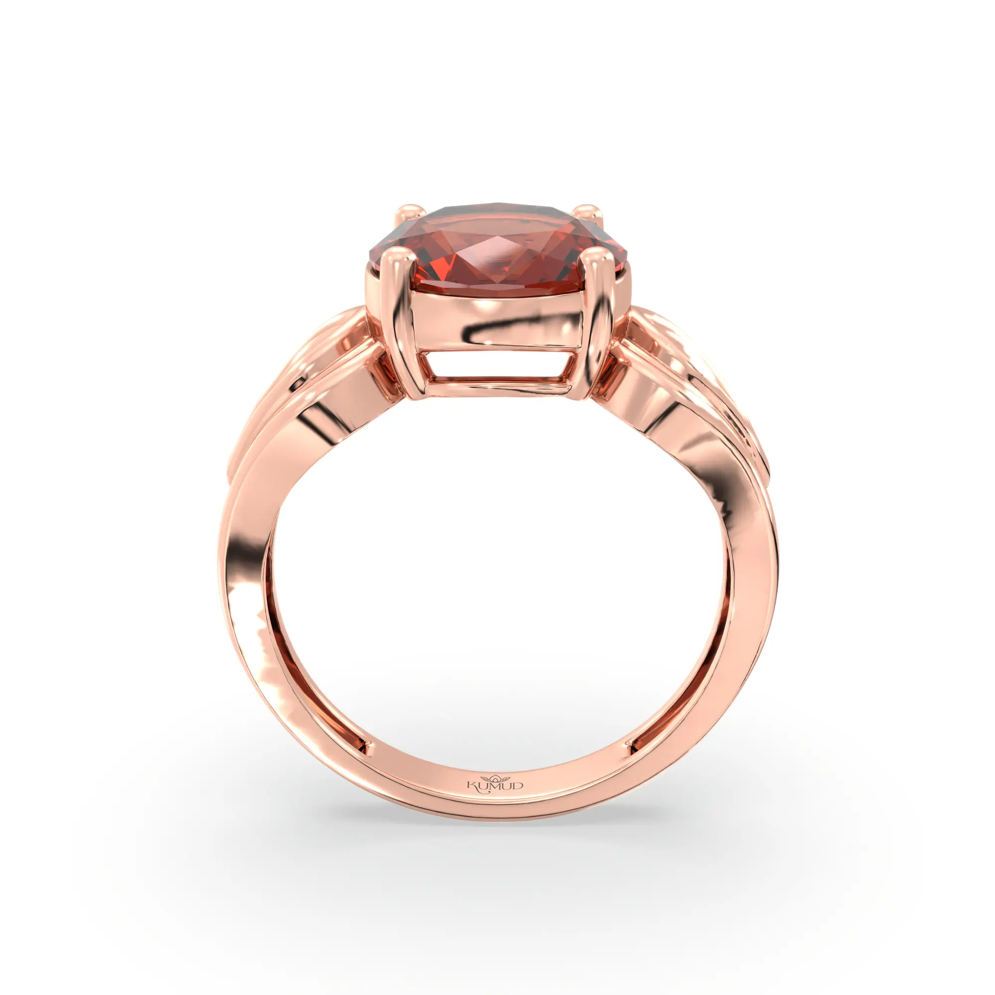 Hessonite (Gomed) Ring for Women in 18K Rose Gold – Oval 9x8 mm, Prong Setting, 4 g (Design K17A-8) thumbnail