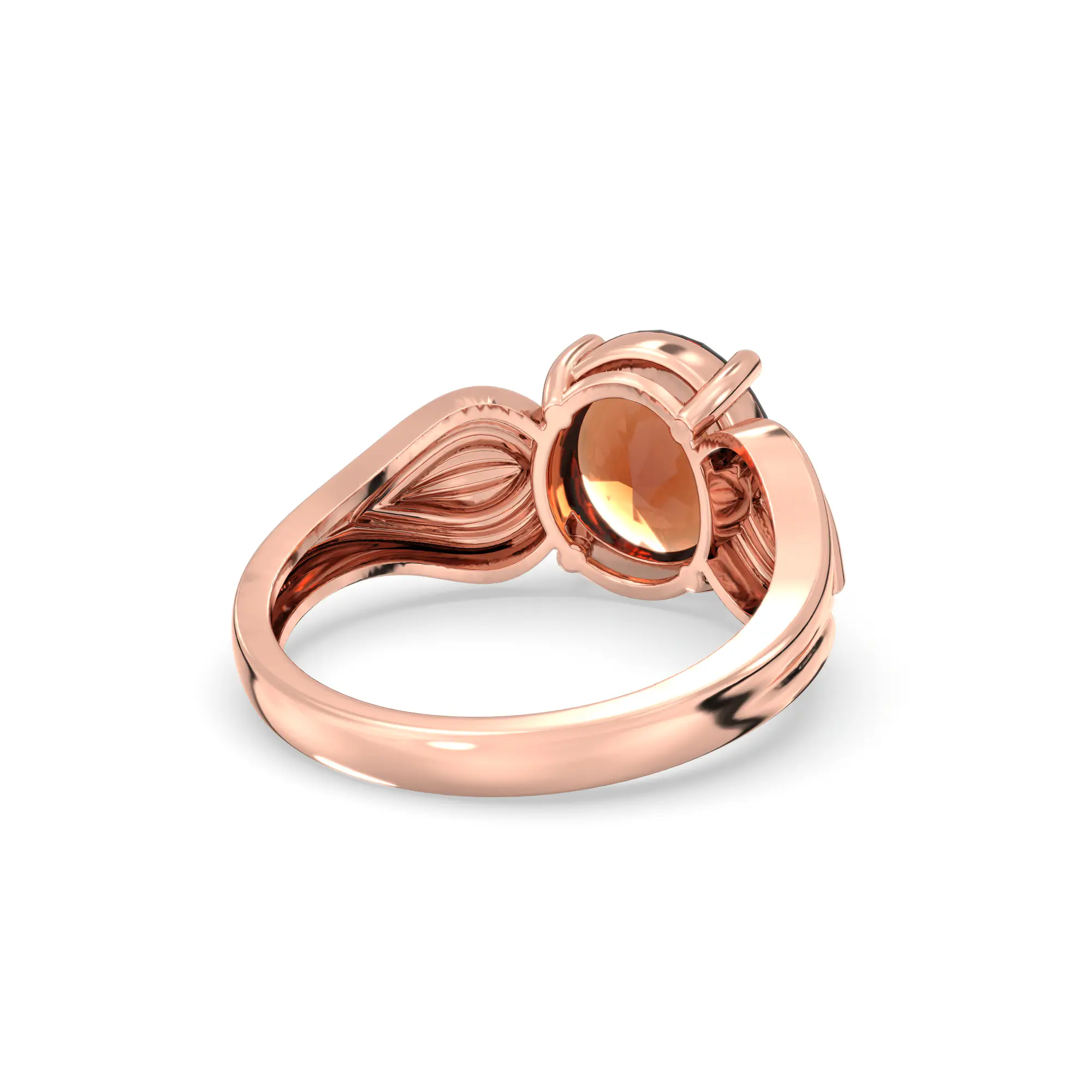Hessonite (Gomed) Ring for Women in 18K Rose Gold – Oval 9x8 mm, Prong Setting, 4 g (Design K17A-8) thumbnail