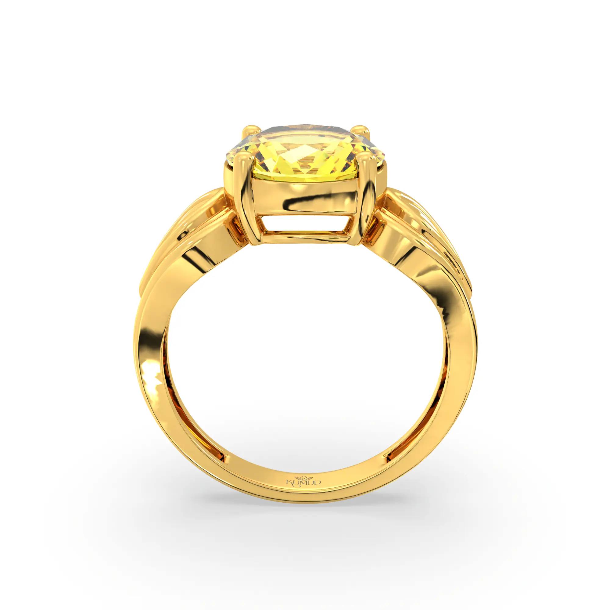 Yellow Sapphire (Pukhraj) Ring for Women in 22K Yellow Gold – Oval 9x8 mm, Prong Setting, 4 g (Design K17A-8) thumbnail