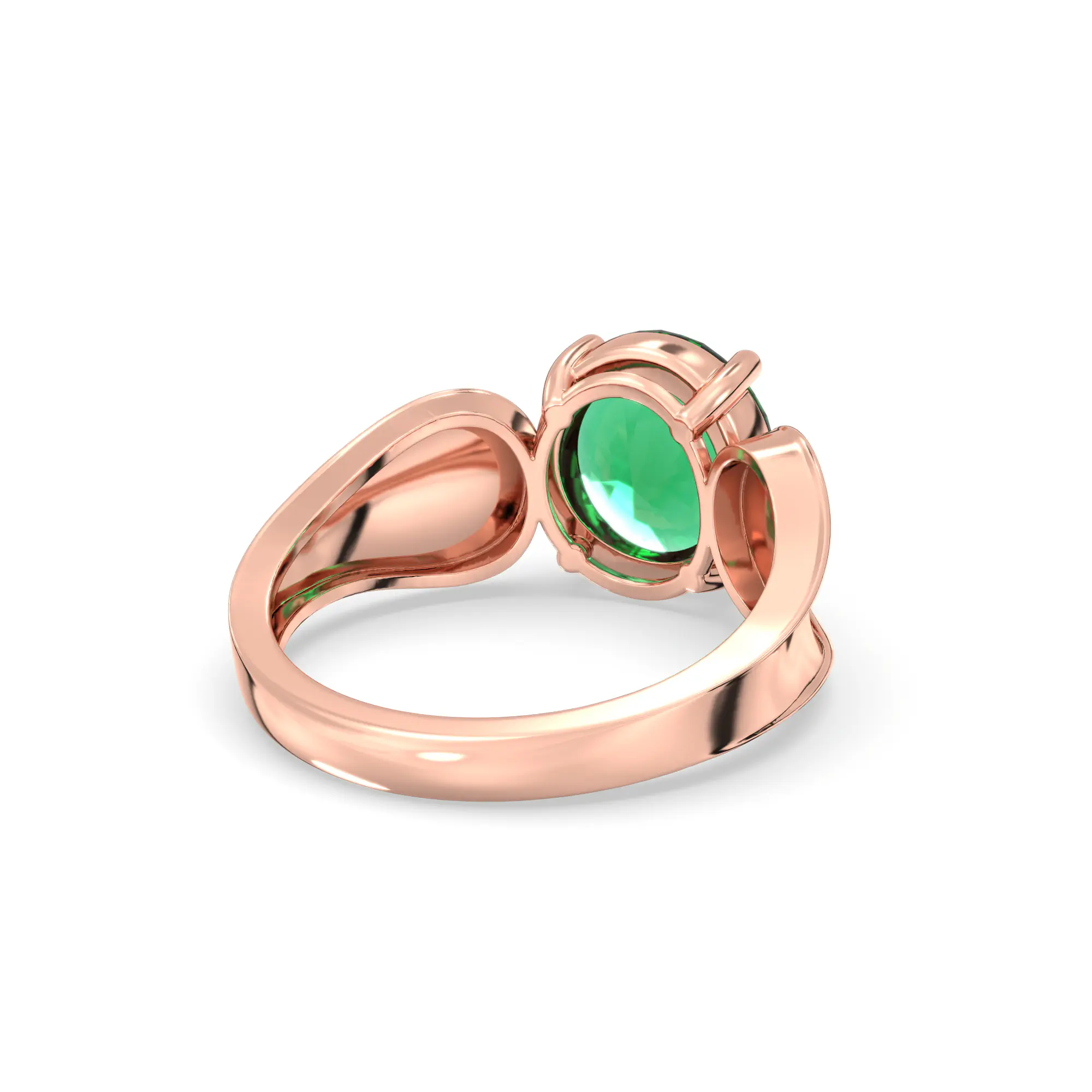 Emerald (Panna) Ring for Women in 18K Rose Gold – Oval 9x8 mm, Prong Setting, 4 g (Design K17A-9) thumbnail
