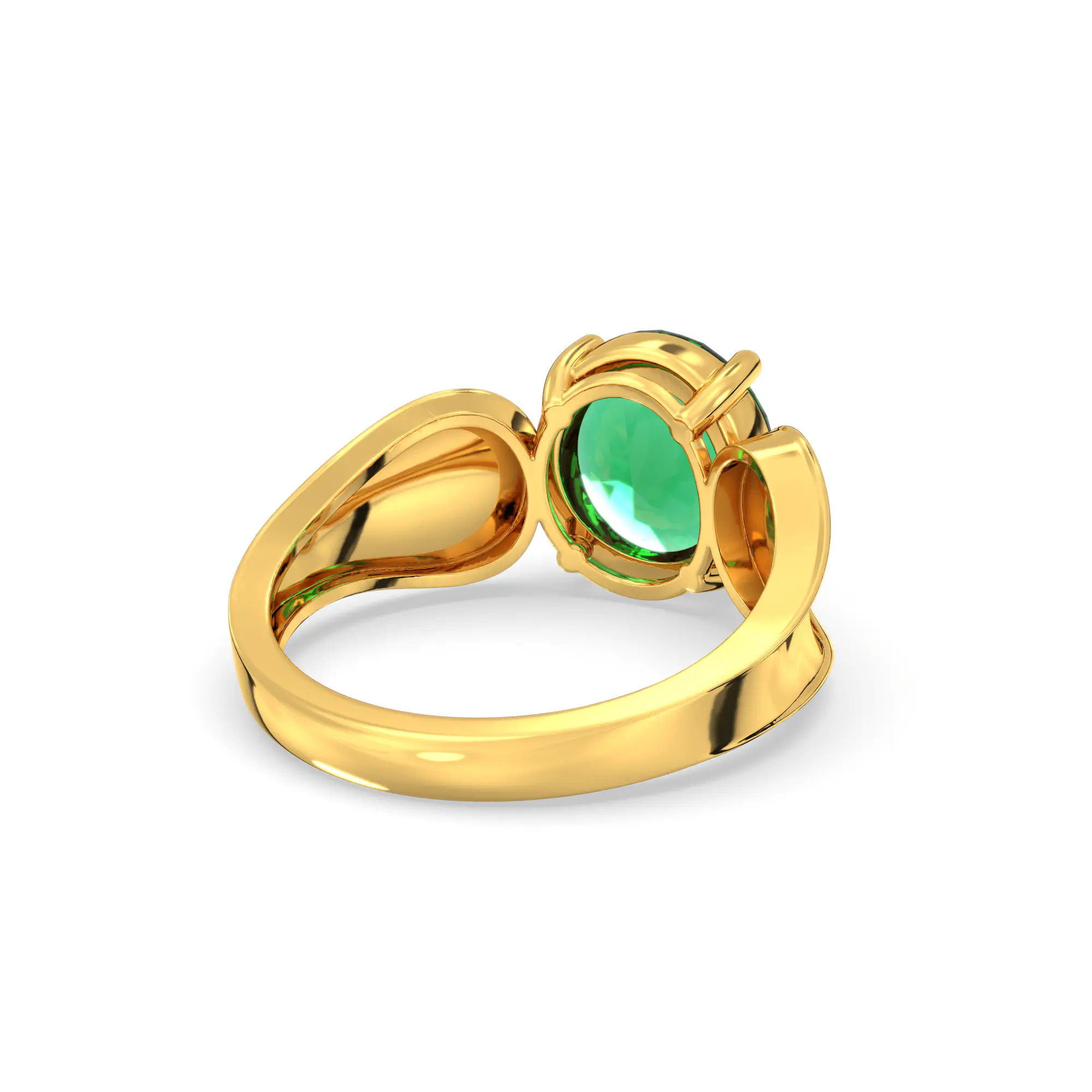 Emerald (Panna) Ring for Women in 22K Yellow Gold – Oval 9x8 mm, Prong Setting, 4 g (Design K17A-9) thumbnail