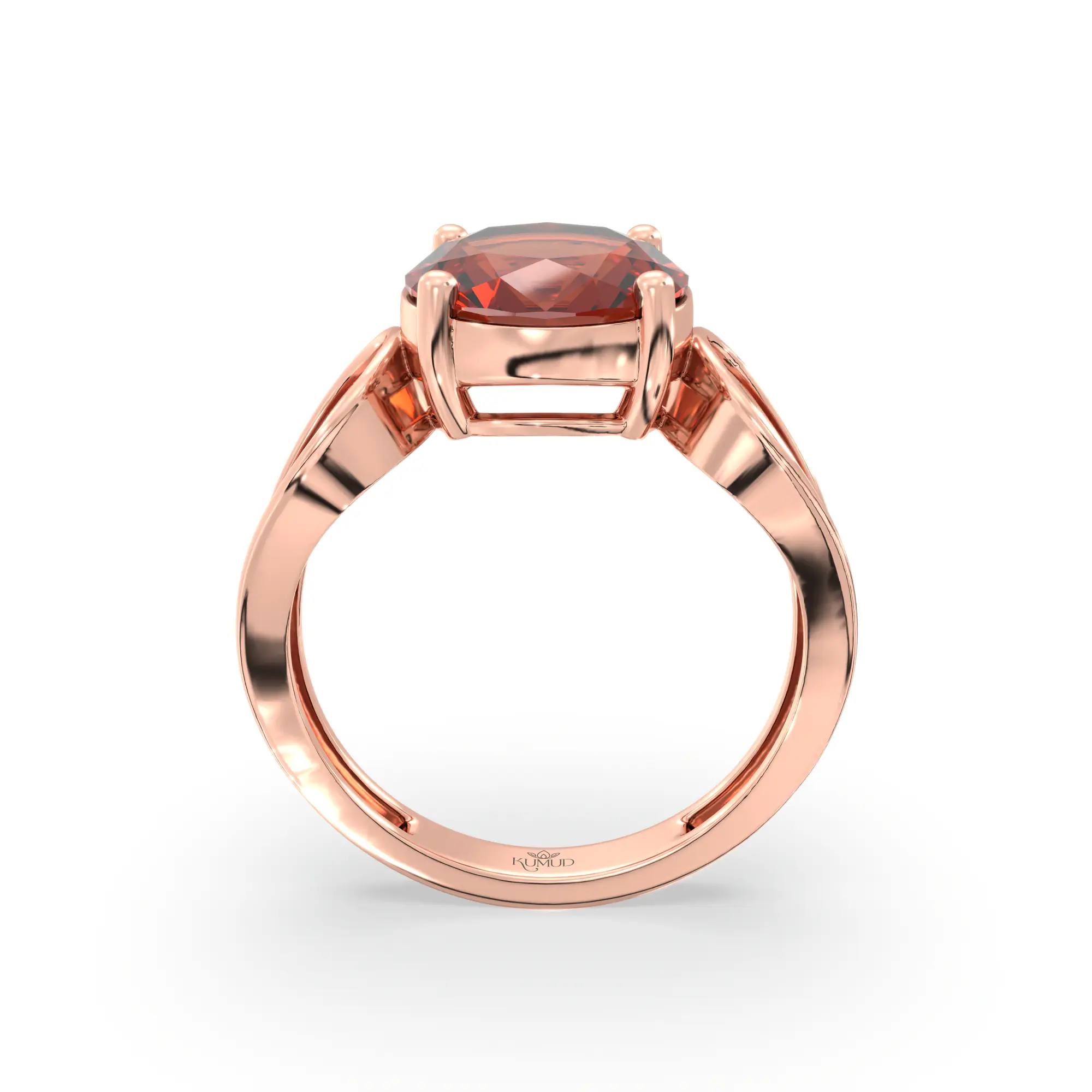 Hessonite (Gomed) Ring for Women in 18K Rose Gold – Oval 9x8 mm, Prong Setting, 4 g (Design K17A-9) thumbnail