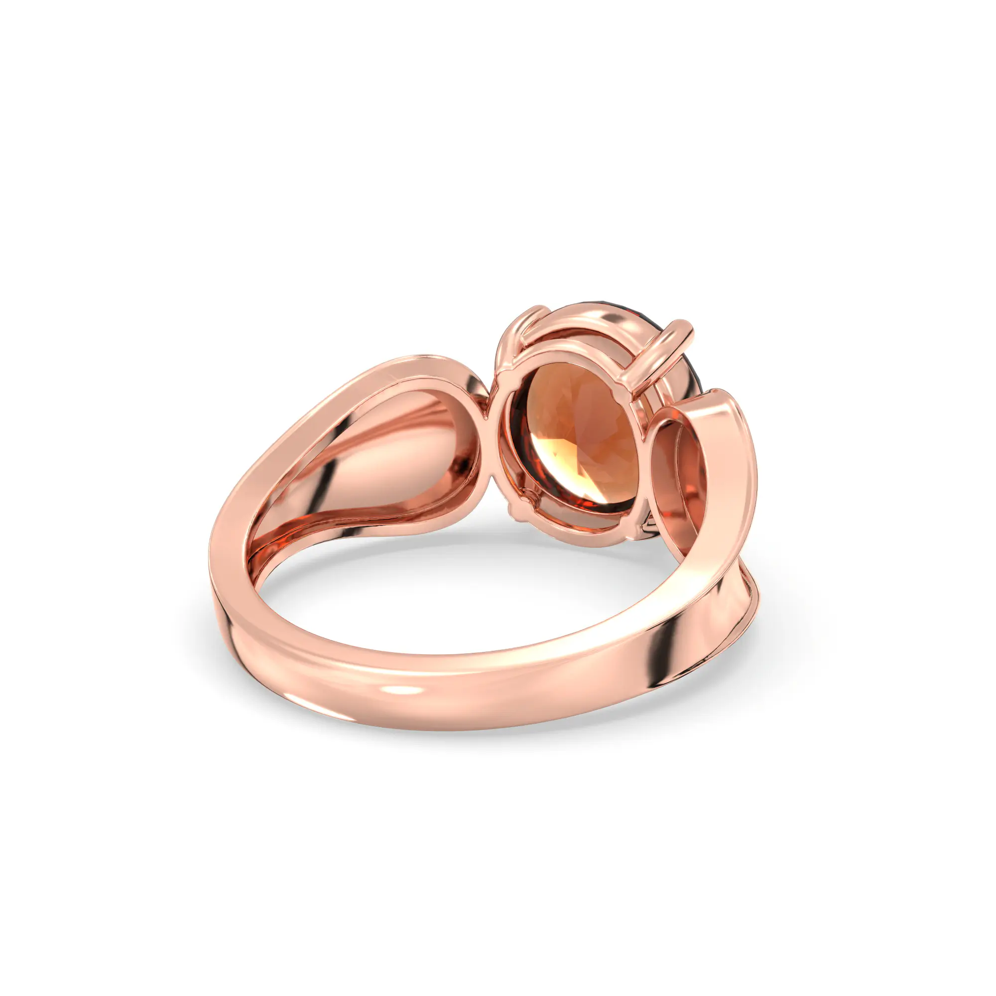 Hessonite (Gomed) Ring for Women in 18K Rose Gold – Oval 9x8 mm, Prong Setting, 4 g (Design K17A-9) thumbnail