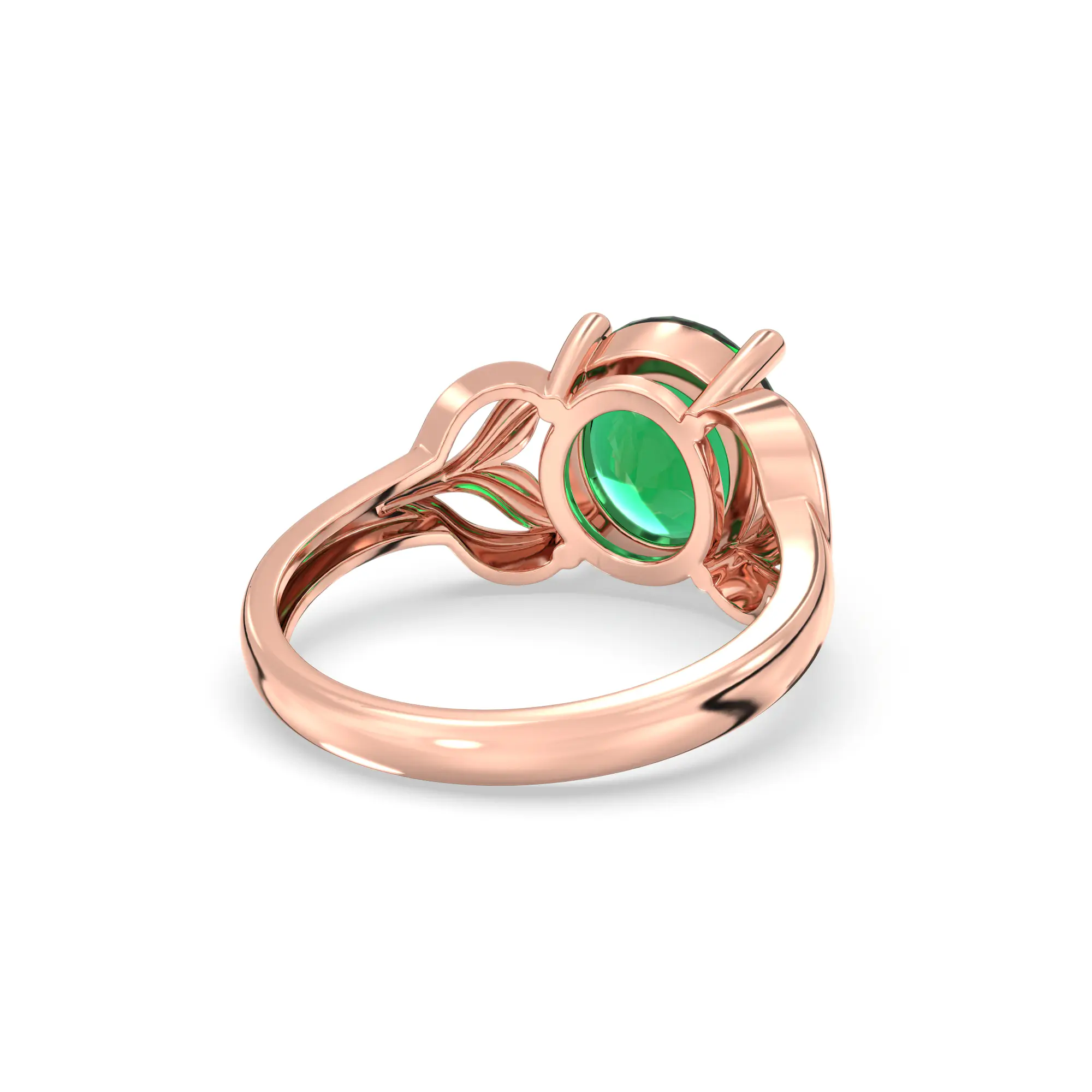Emerald (Panna) Ring for Women in 18K Rose Gold – Oval 9x8 mm, Prong Setting, 4 g (Design K17A-10) thumbnail