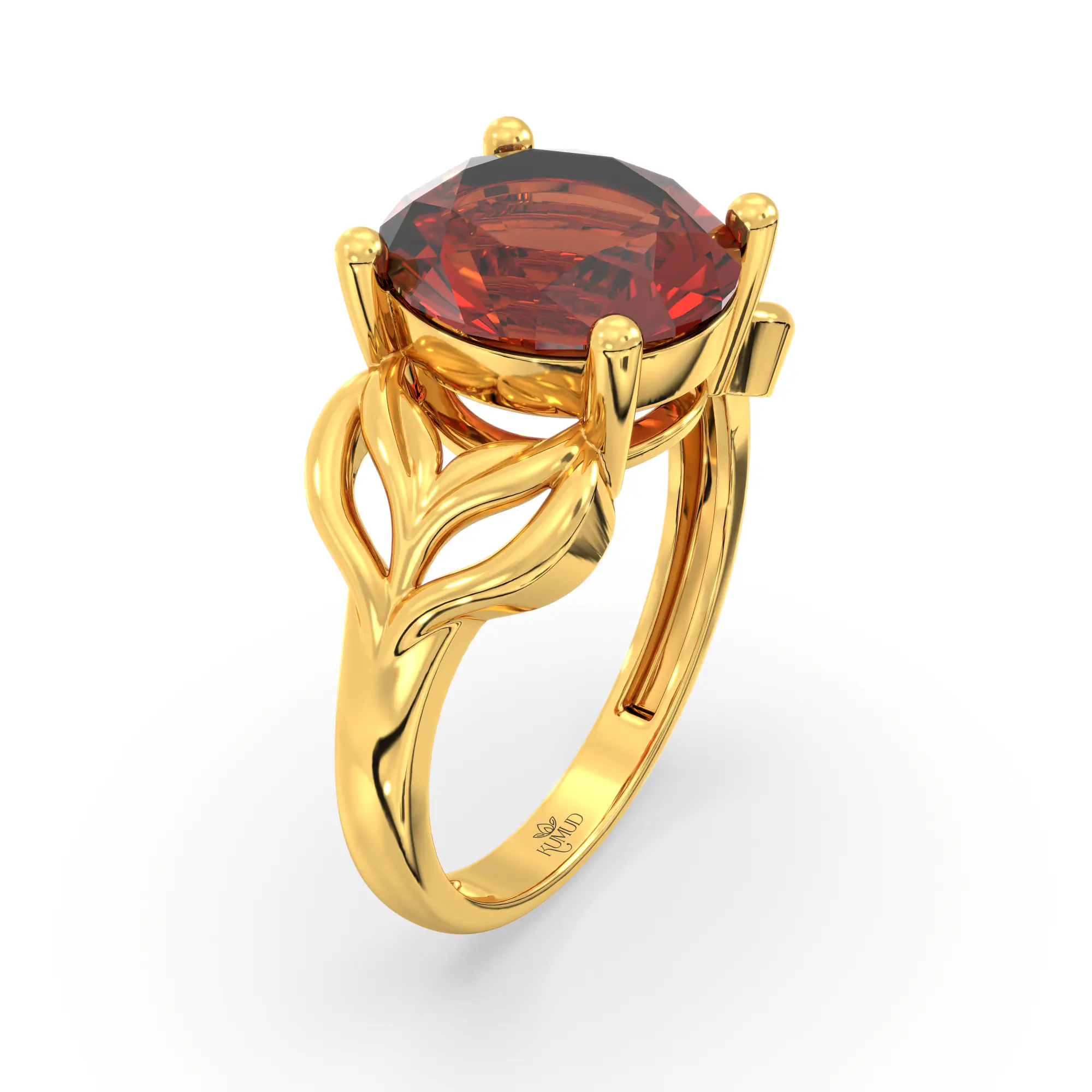 Hessonite (Gomed) Ring for Women in 22K Yellow Gold – Oval 9x8 mm, Prong Setting, 4 g (Design K17A-10) thumbnail