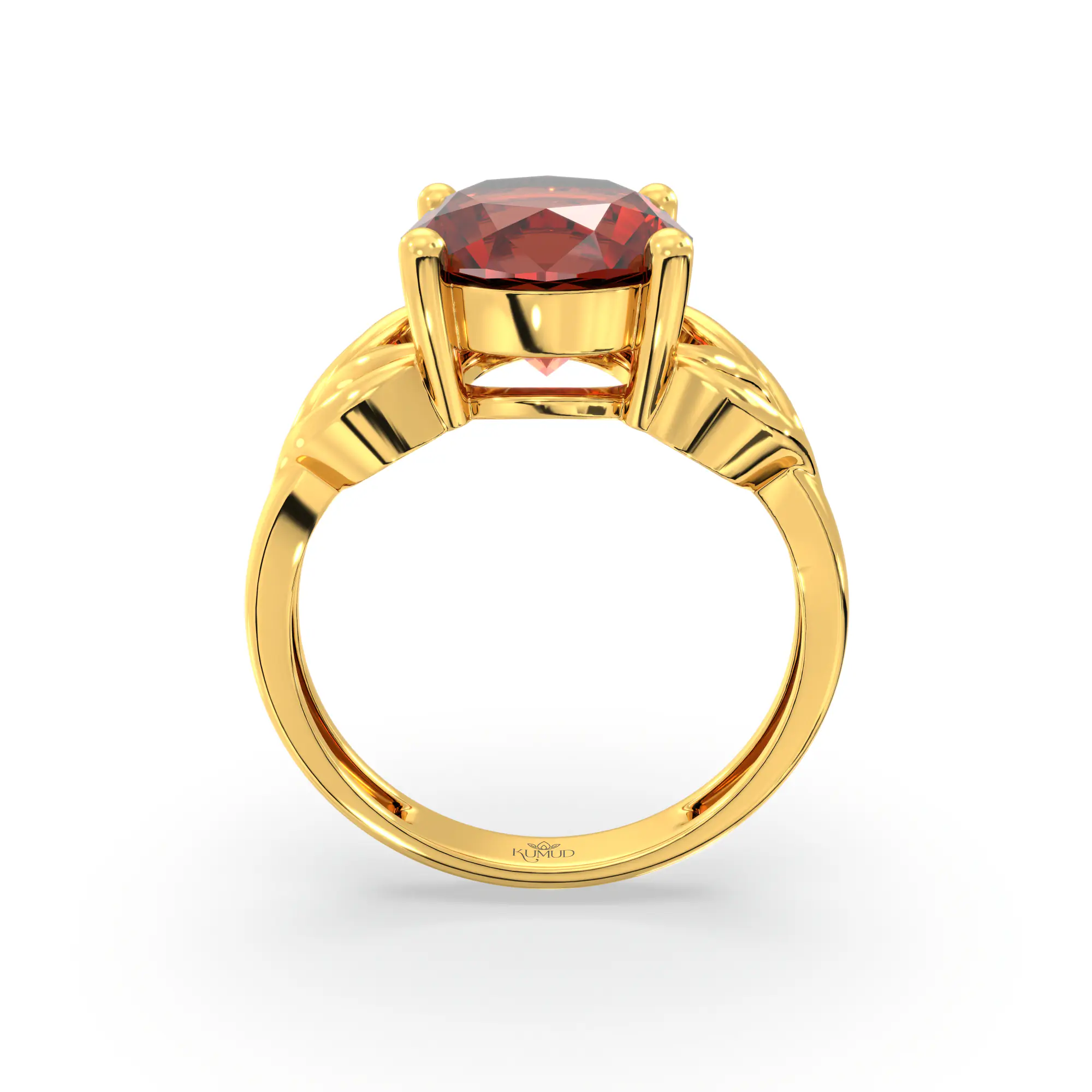 Hessonite (Gomed) Ring for Women in 22K Yellow Gold – Oval 9x8 mm, Prong Setting, 4 g (Design K17A-10) thumbnail