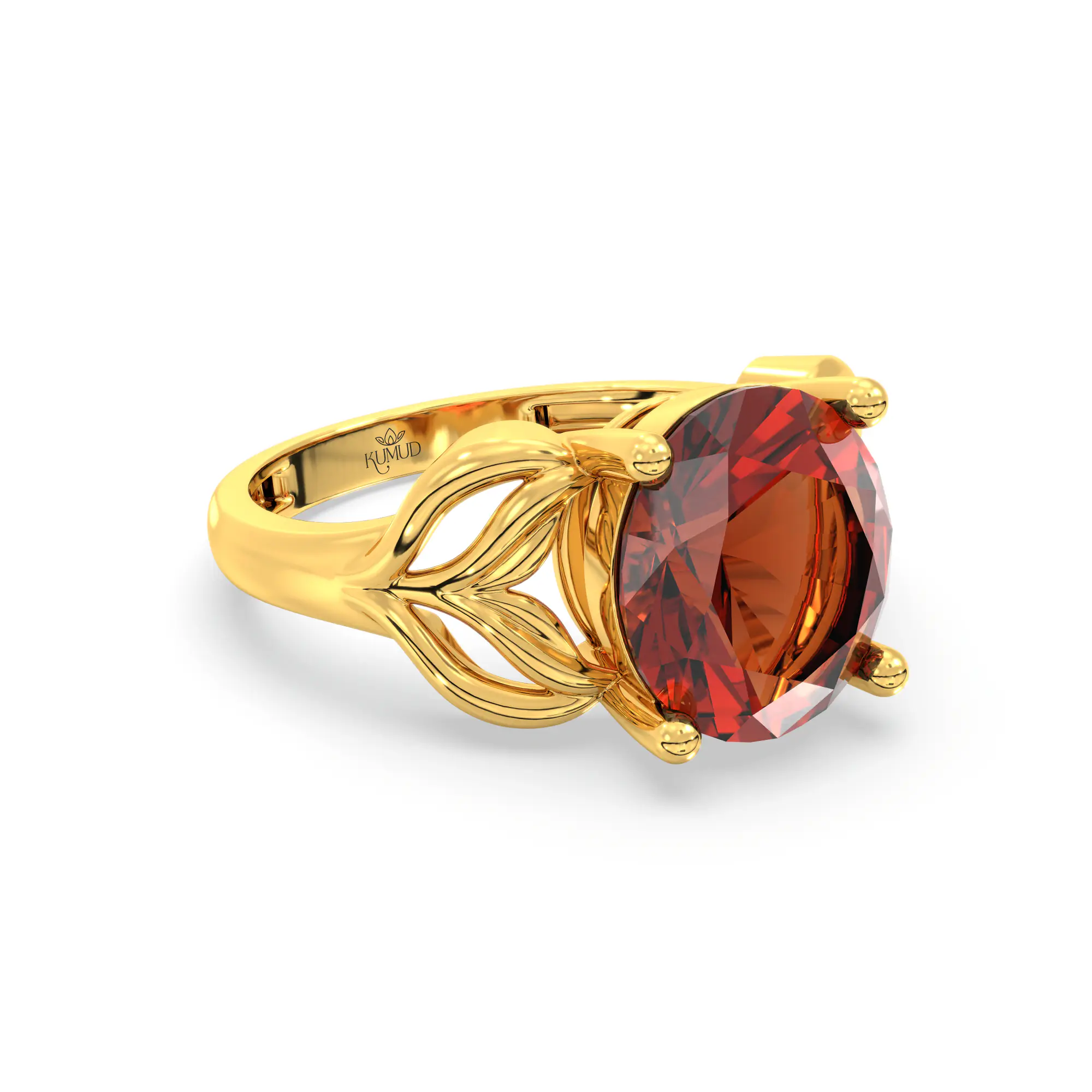 Hessonite (Gomed) Ring for Women in 22K Yellow Gold – Oval 9x8 mm, Prong Setting, 4 g (Design K17A-10) thumbnail