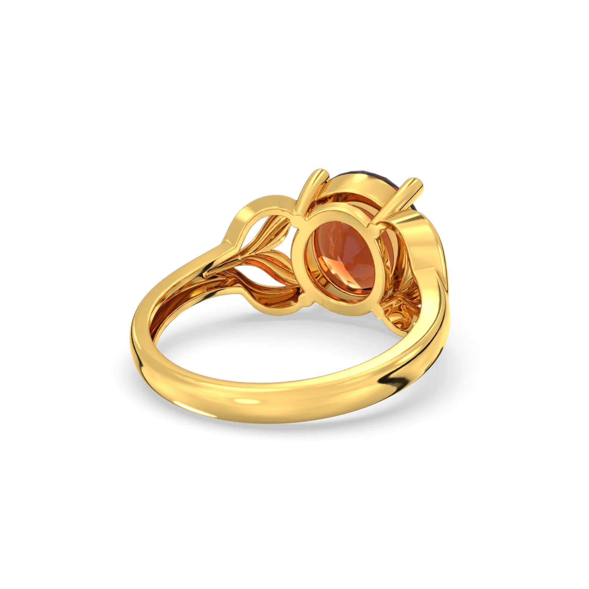 Hessonite (Gomed) Ring for Women in 22K Yellow Gold – Oval 9x8 mm, Prong Setting, 4 g (Design K17A-10) thumbnail