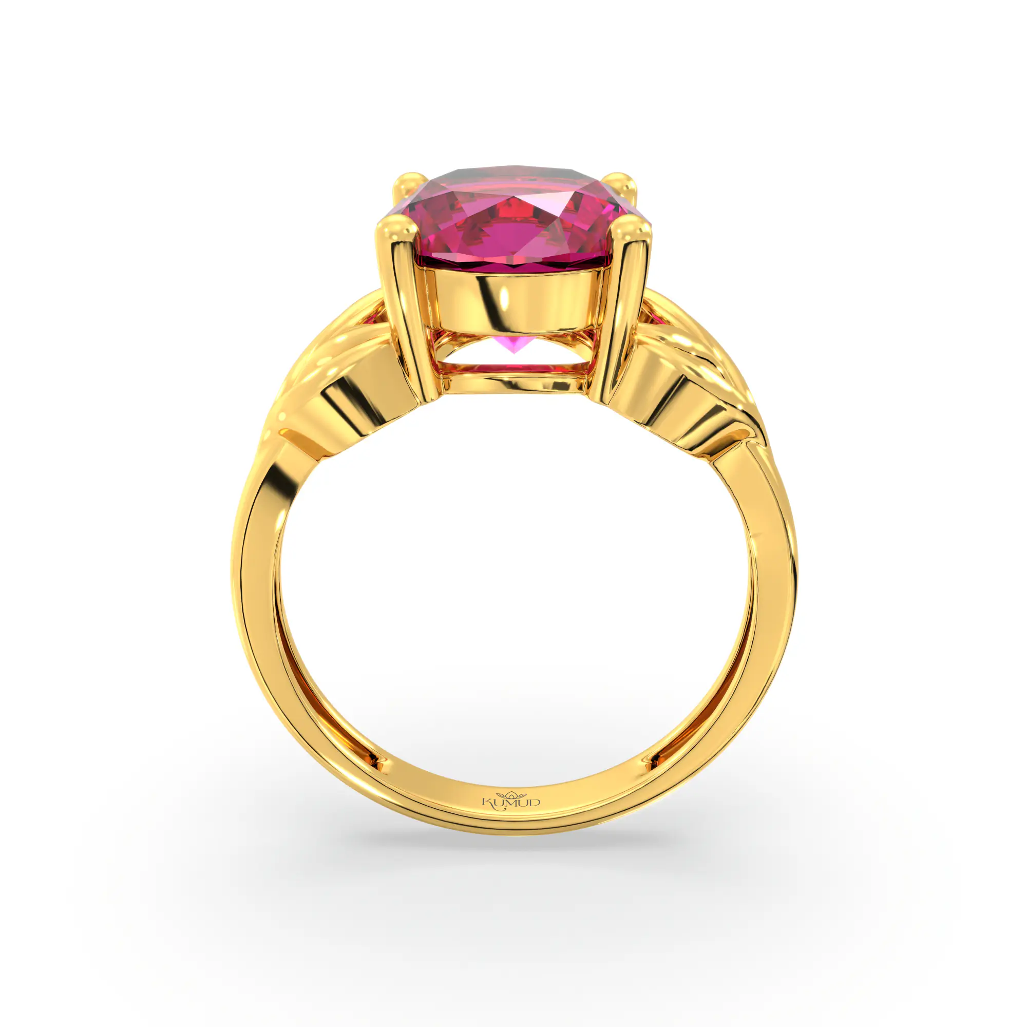Ruby (Manik) Ring for Women in 22K Yellow Gold – Oval 9x8 mm, Prong Setting, 4 g (Design K17A-10) thumbnail