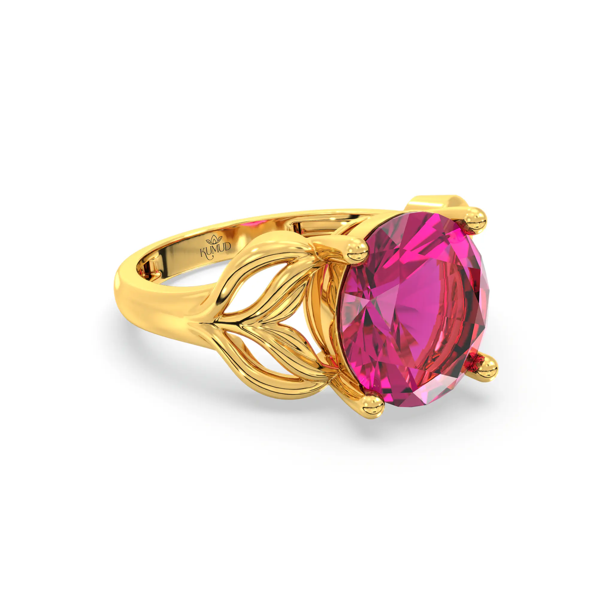 Ruby (Manik) Ring for Women in 22K Yellow Gold – Oval 9x8 mm, Prong Setting, 4 g (Design K17A-10) thumbnail