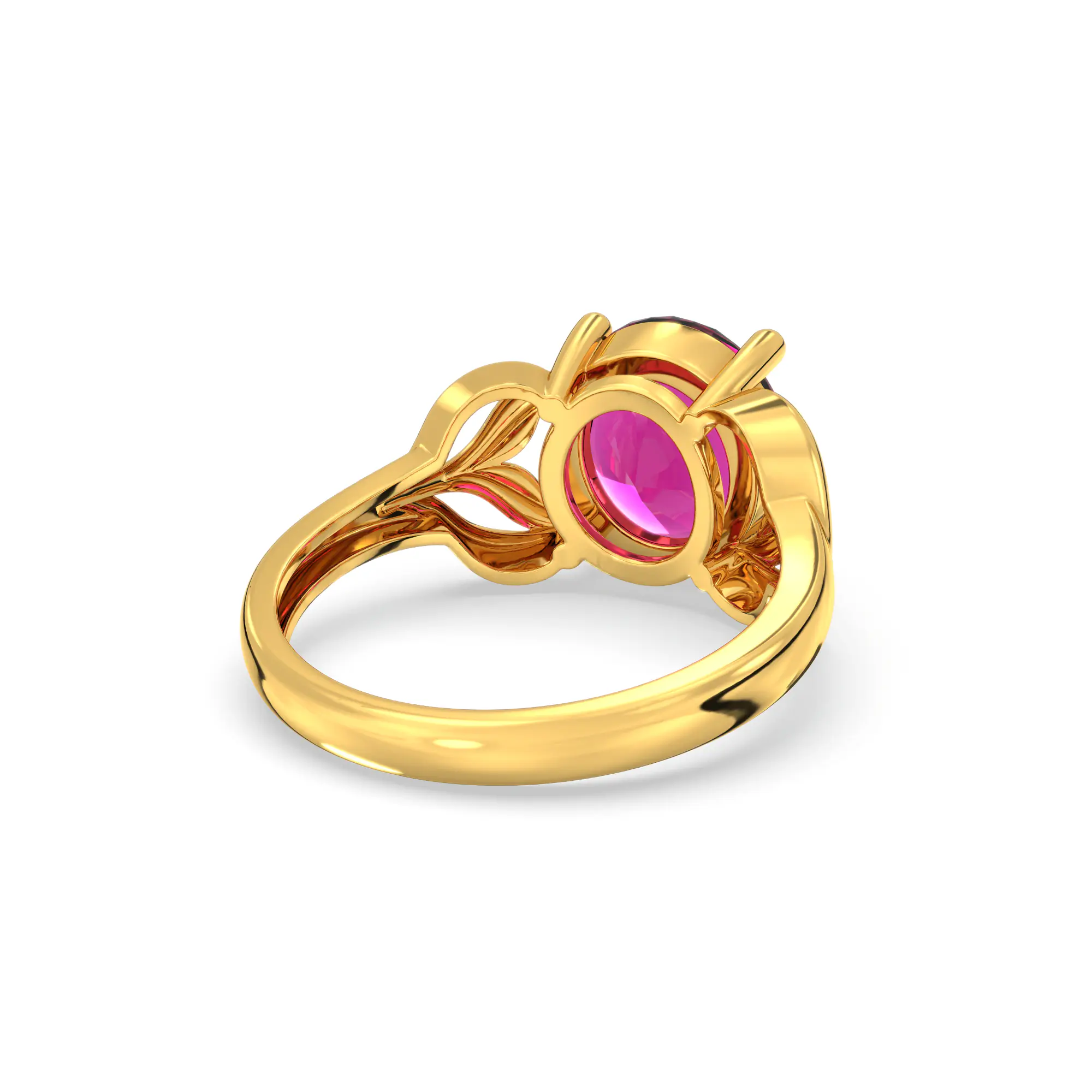 Ruby (Manik) Ring for Women in 22K Yellow Gold – Oval 9x8 mm, Prong Setting, 4 g (Design K17A-10) thumbnail