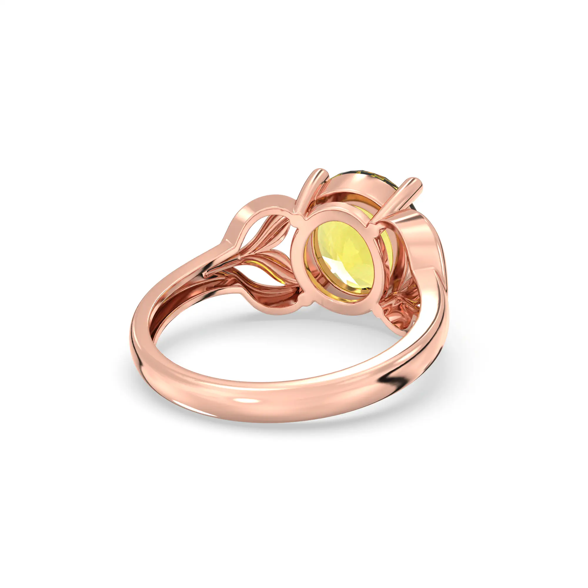 Yellow Sapphire (Pukhraj) Ring for Women in 18K Rose Gold – Oval 9x8 mm, Prong Setting, 4 g (Design K17A-10) thumbnail