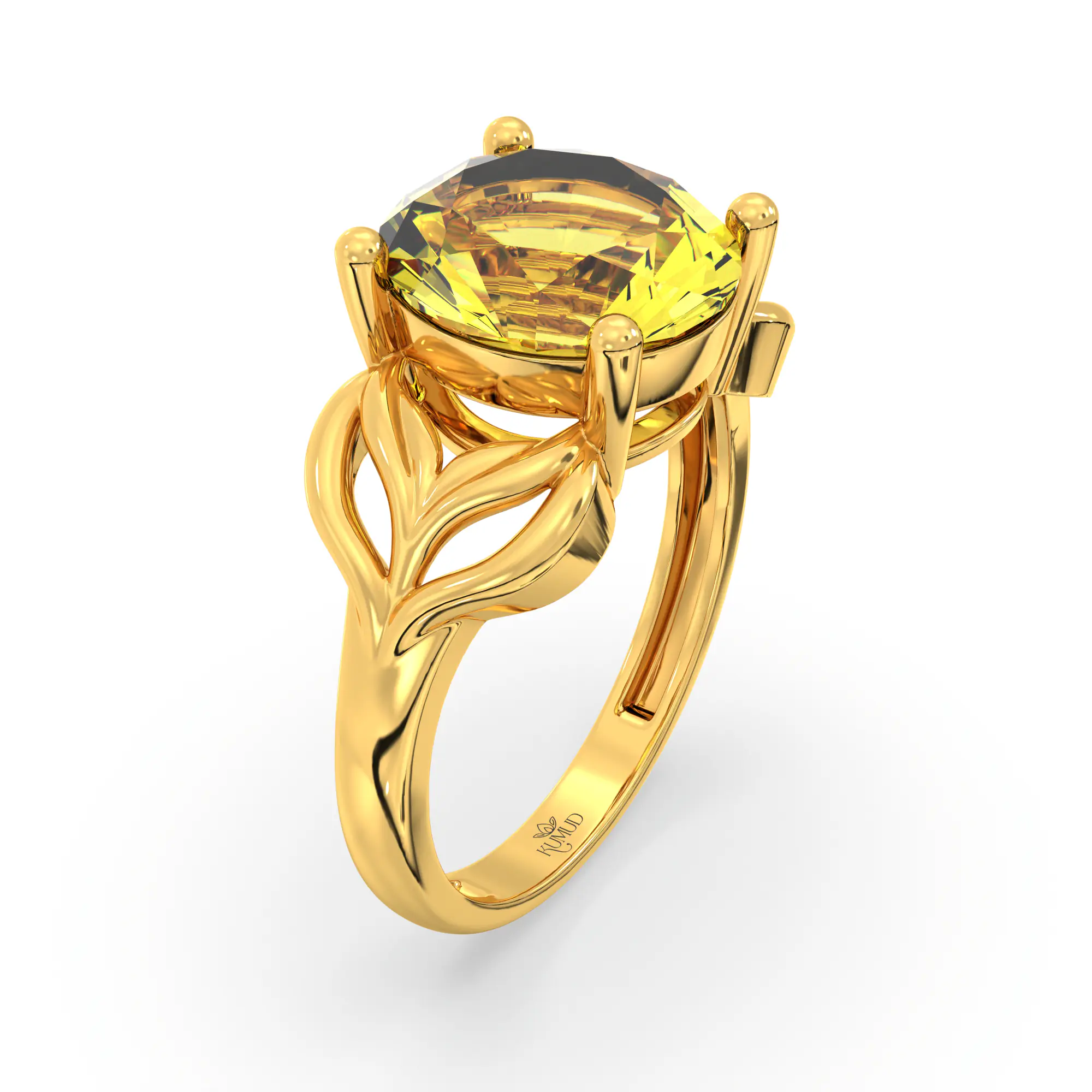 Yellow Sapphire (Pukhraj) Ring for Women in 22K Yellow Gold – Oval 9x8 mm, Prong Setting, 4 g (Design K17A-10) thumbnail