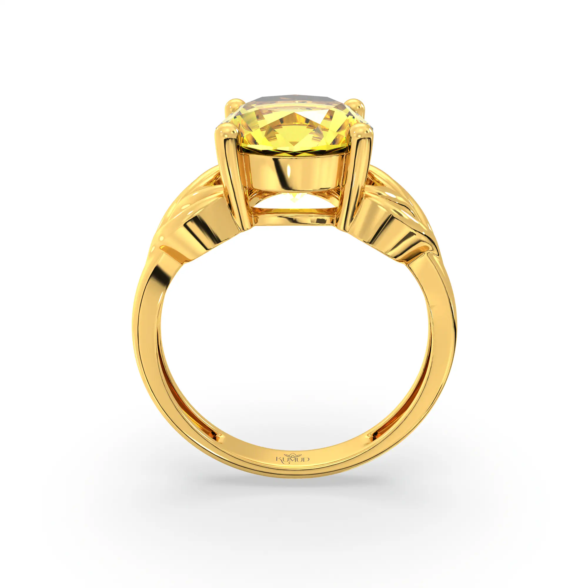 Yellow Sapphire (Pukhraj) Ring for Women in 22K Yellow Gold – Oval 9x8 mm, Prong Setting, 4 g (Design K17A-10) thumbnail