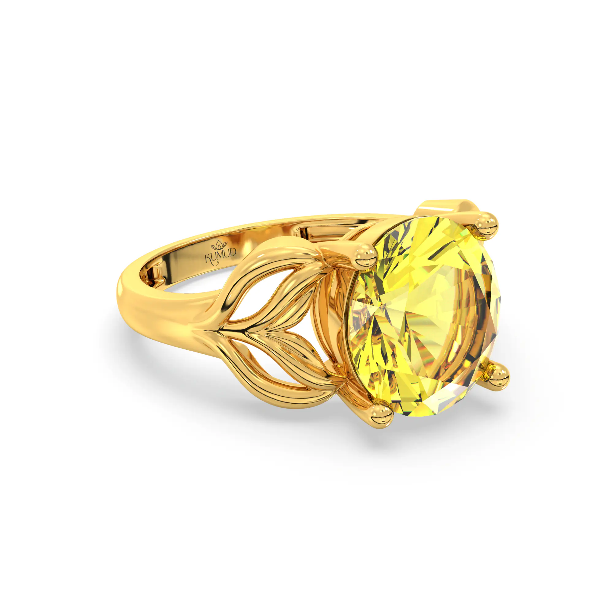 Yellow Sapphire (Pukhraj) Ring for Women in 22K Yellow Gold – Oval 9x8 mm, Prong Setting, 4 g (Design K17A-10) thumbnail