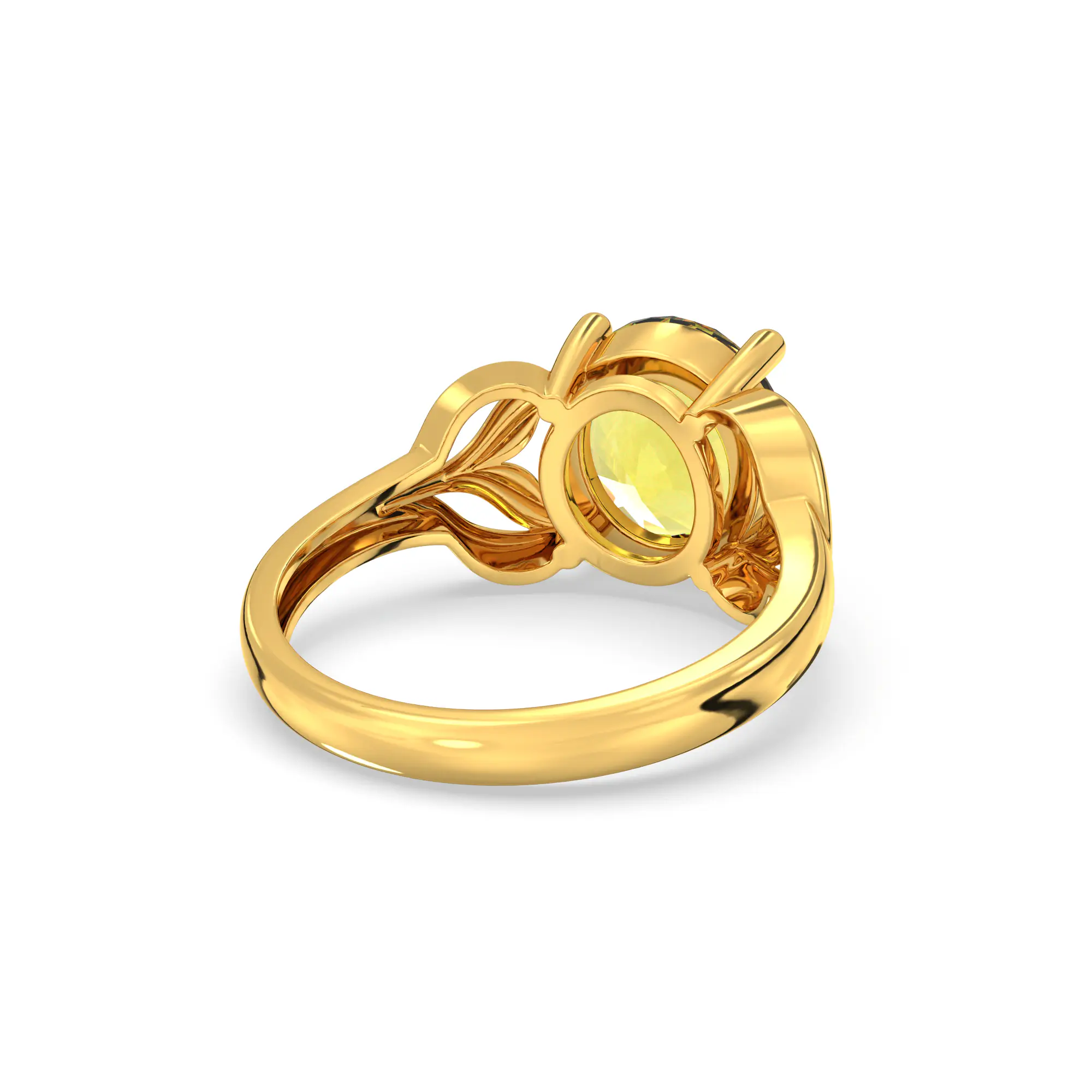 Yellow Sapphire (Pukhraj) Ring for Women in 22K Yellow Gold – Oval 9x8 mm, Prong Setting, 4 g (Design K17A-10) thumbnail